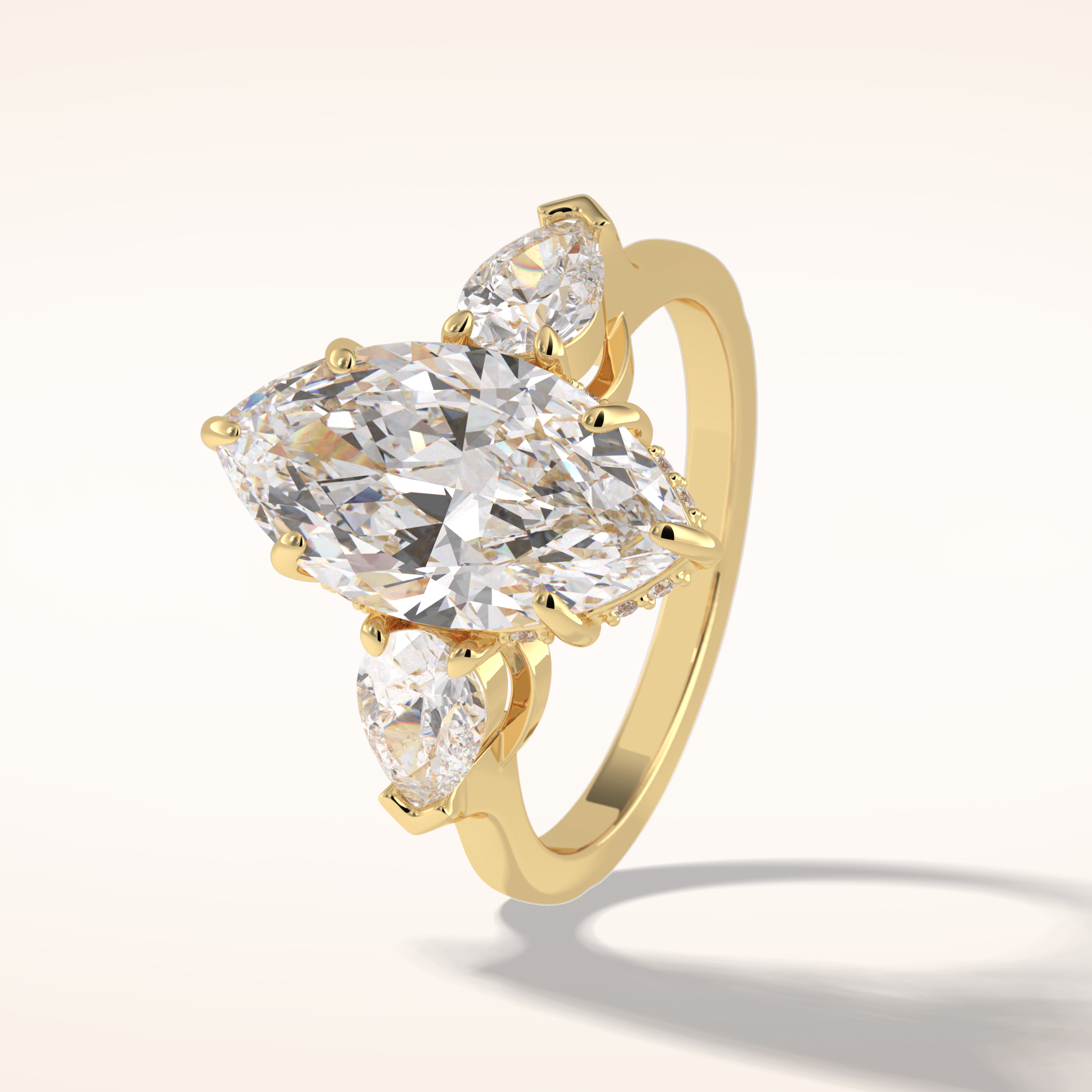 3 CT Marquise Shaped Three Stone Moissanite Engagement Ring