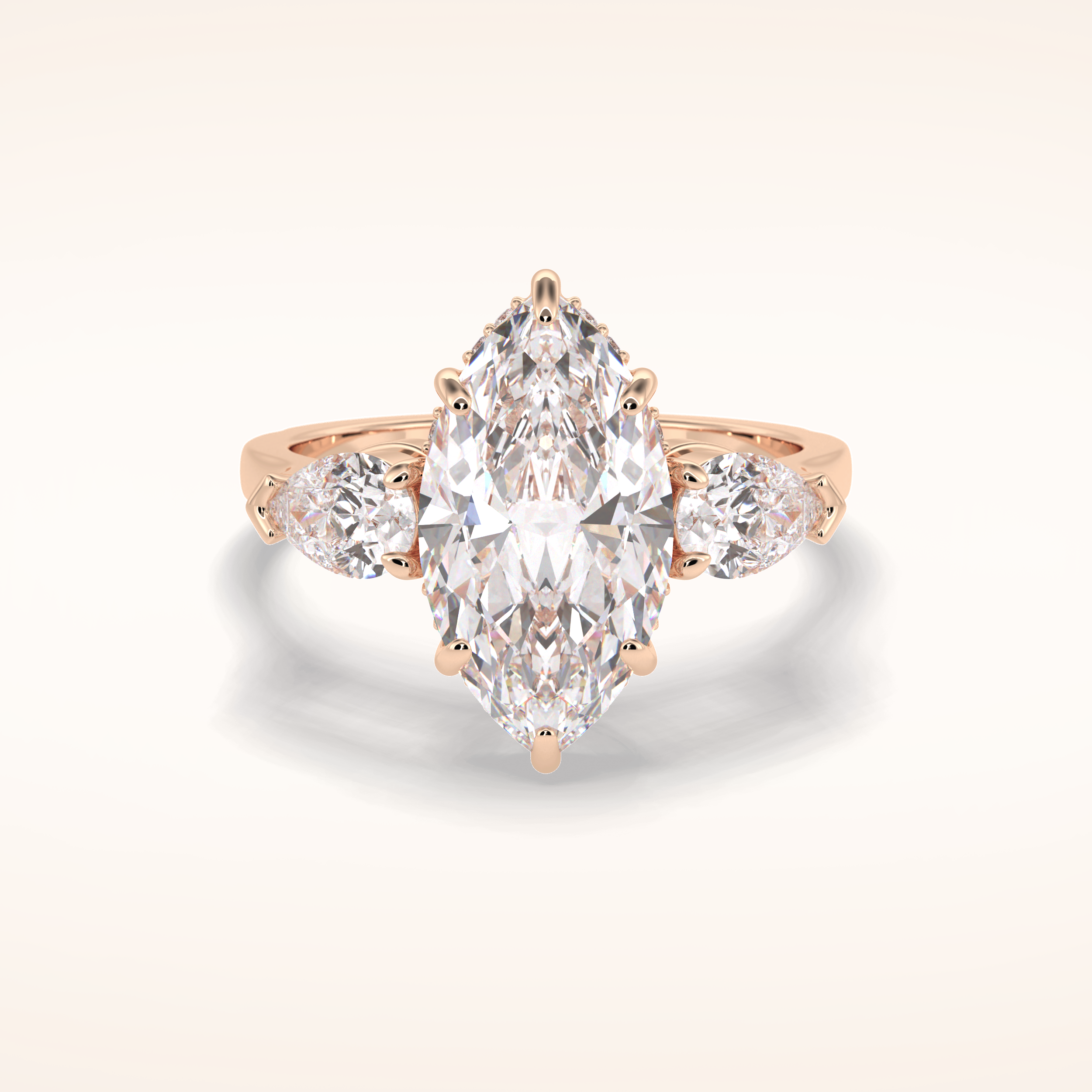 3 CT Marquise Shaped Three Stone Moissanite Engagement Ring