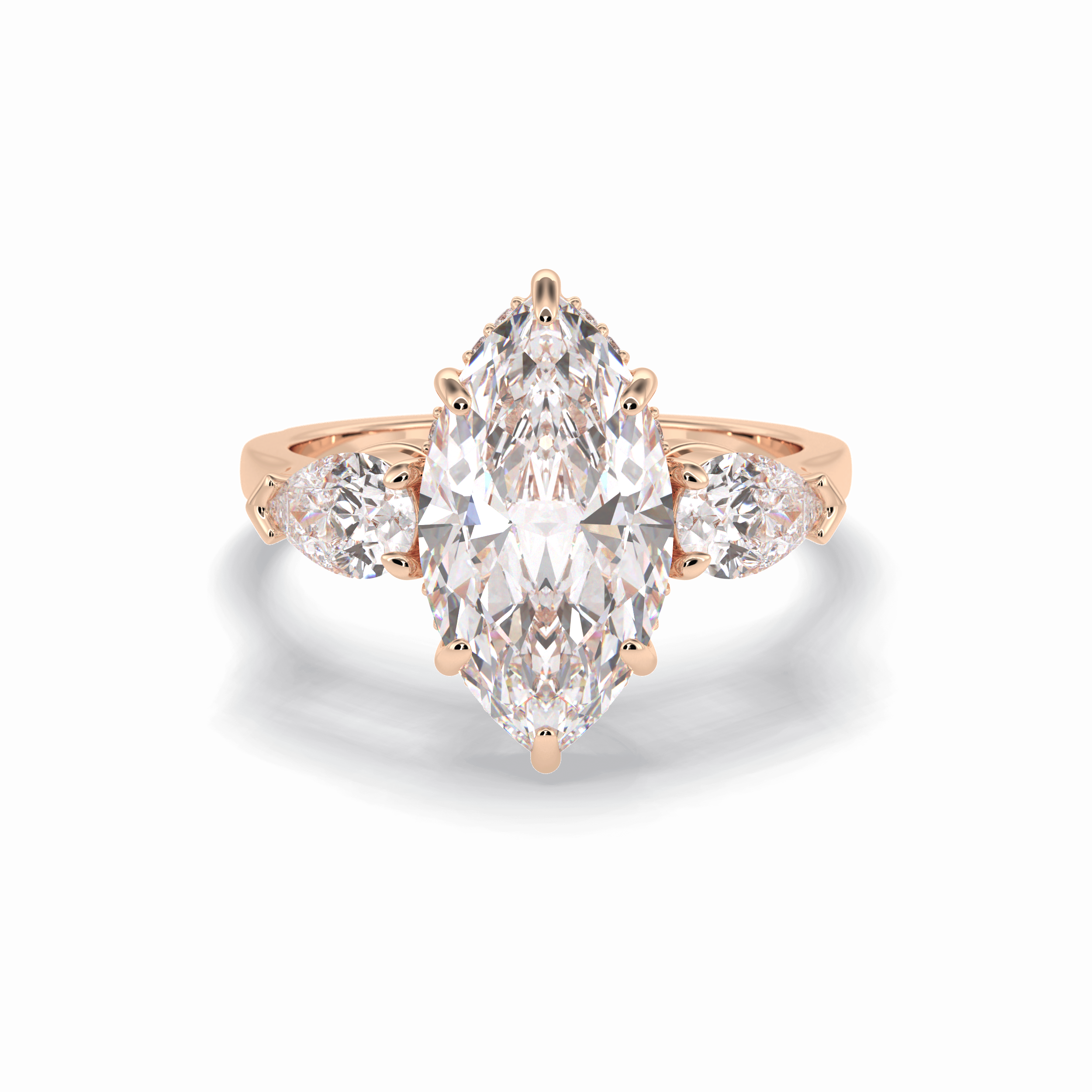 Marquise Three Stone Lab Grown Diamond Engagement Ring