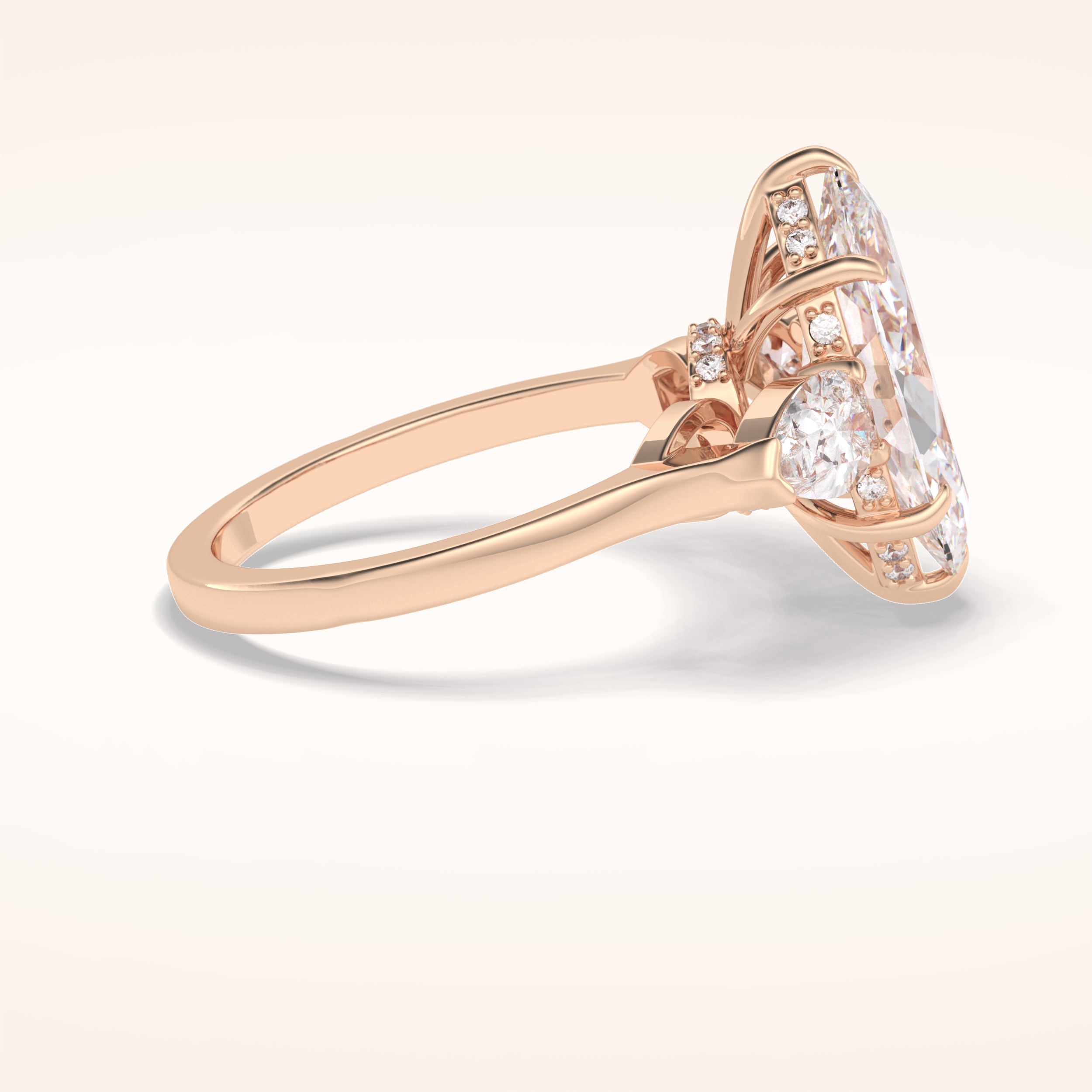 3 CT Marquise Shaped Three Stone Moissanite Engagement Ring
