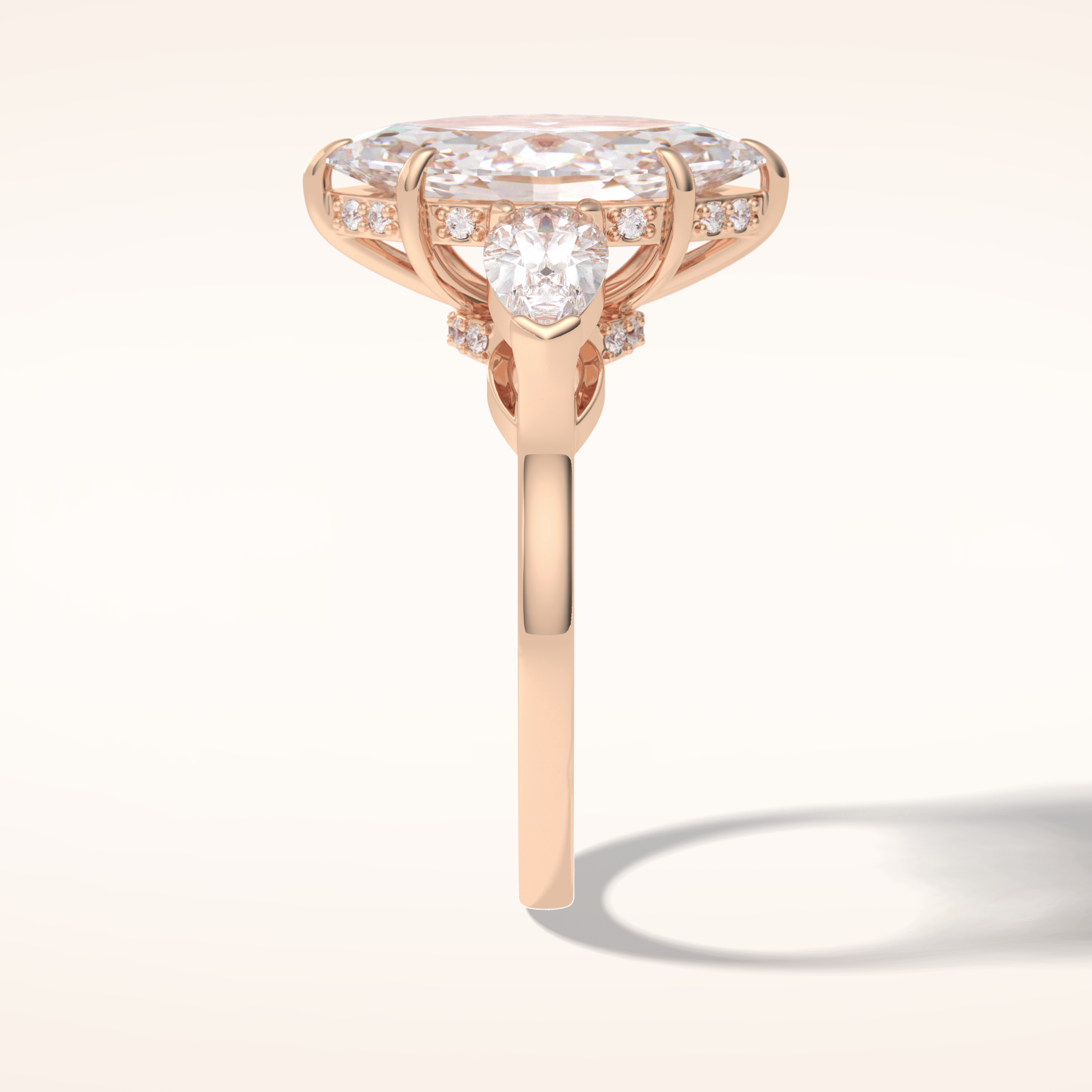 3 CT Marquise Shaped Three Stone Moissanite Engagement Ring