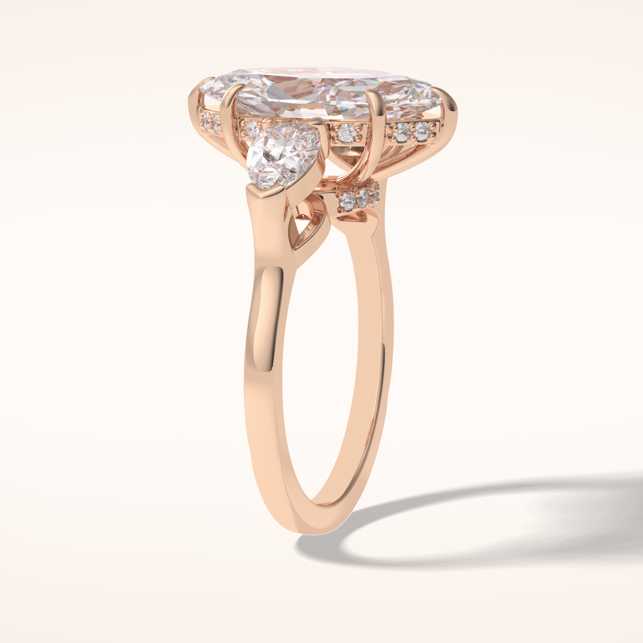 3 CT Marquise Shaped Three Stone Moissanite Engagement Ring