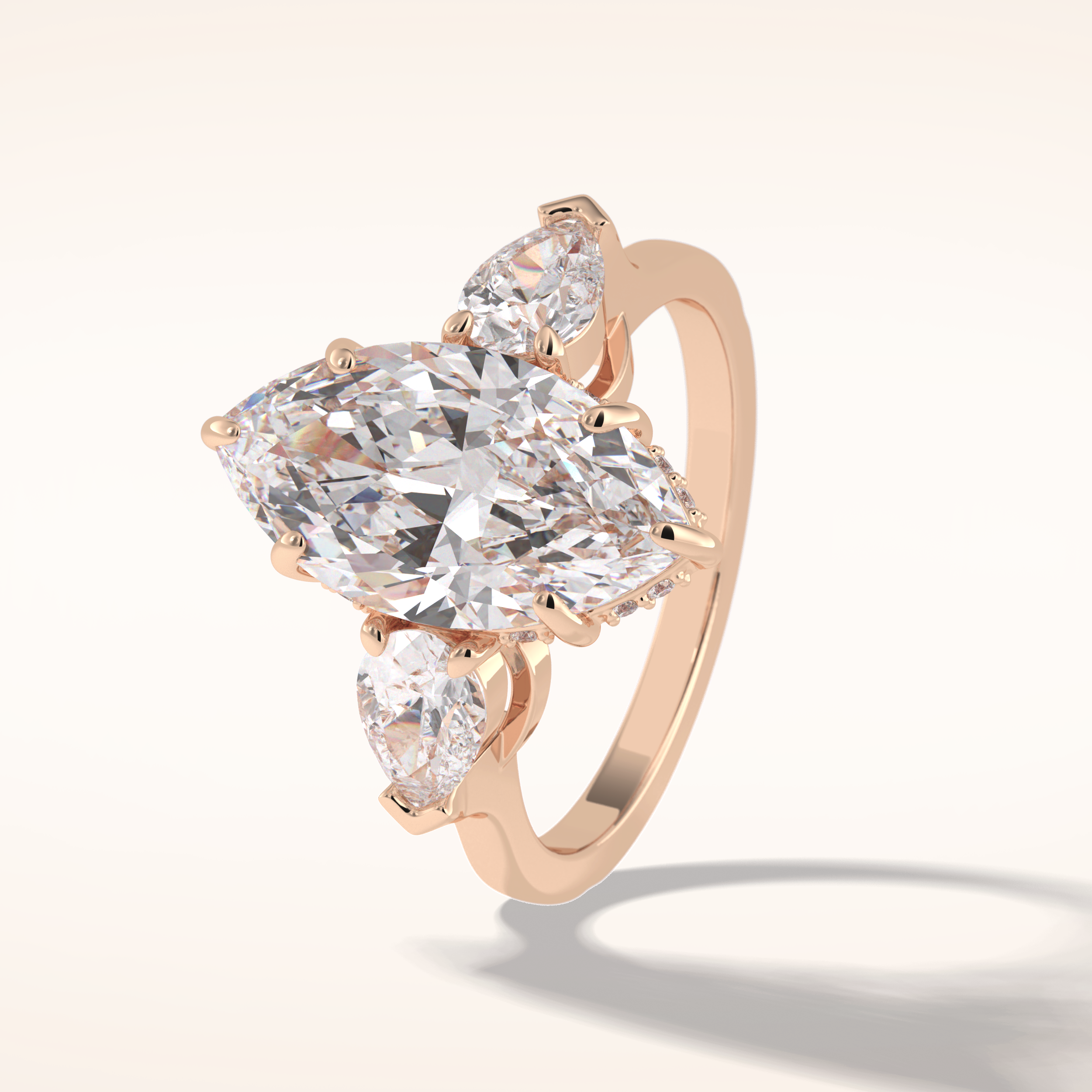 3 CT Marquise Shaped Three Stone Moissanite Engagement Ring