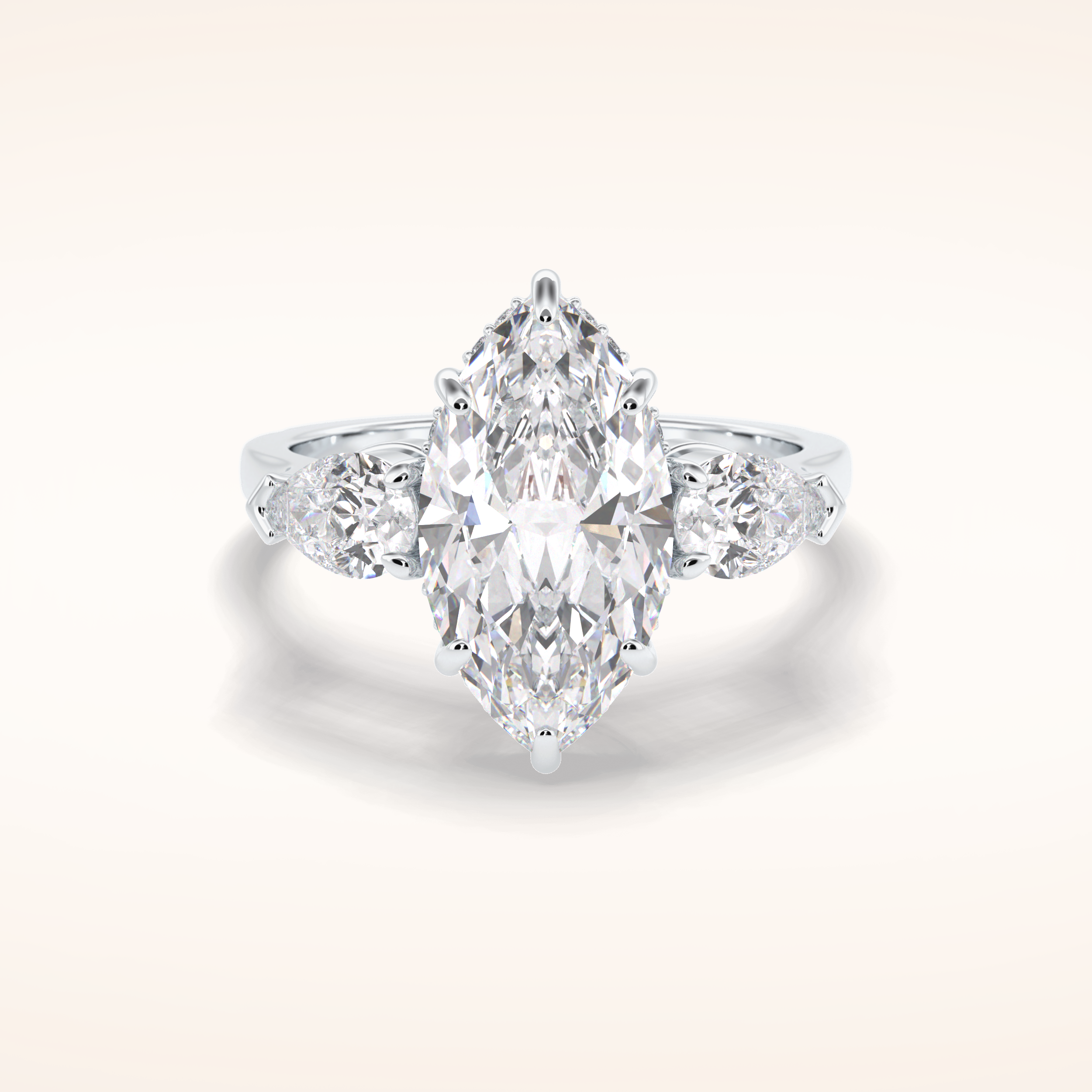 3 CT Marquise Shaped Three Stone Moissanite Engagement Ring