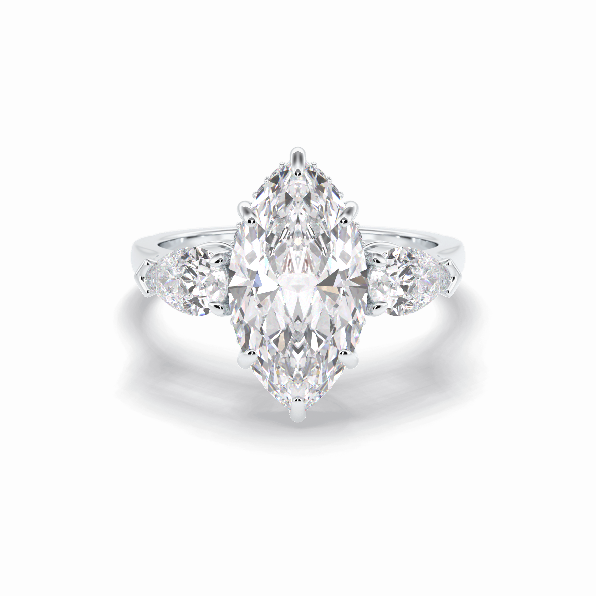 Marquise Three Stone Lab Grown Diamond Engagement Ring