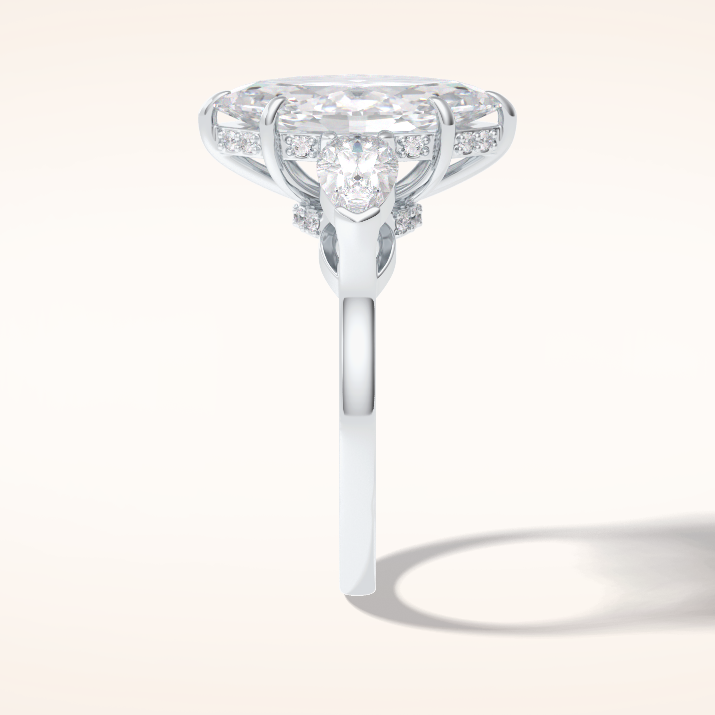 3 CT Marquise Shaped Three Stone Moissanite Engagement Ring