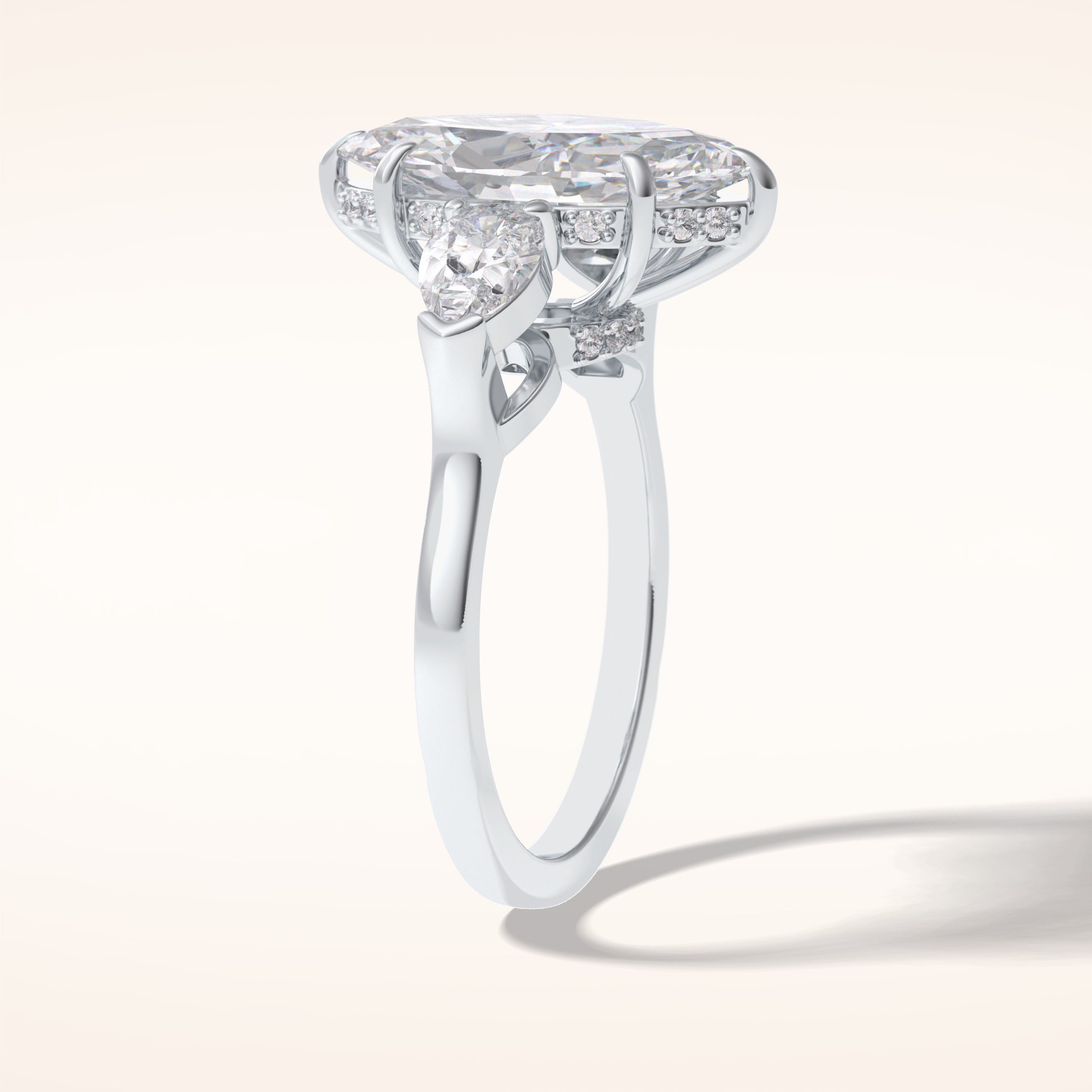 3 CT Marquise Shaped Three Stone Moissanite Engagement Ring