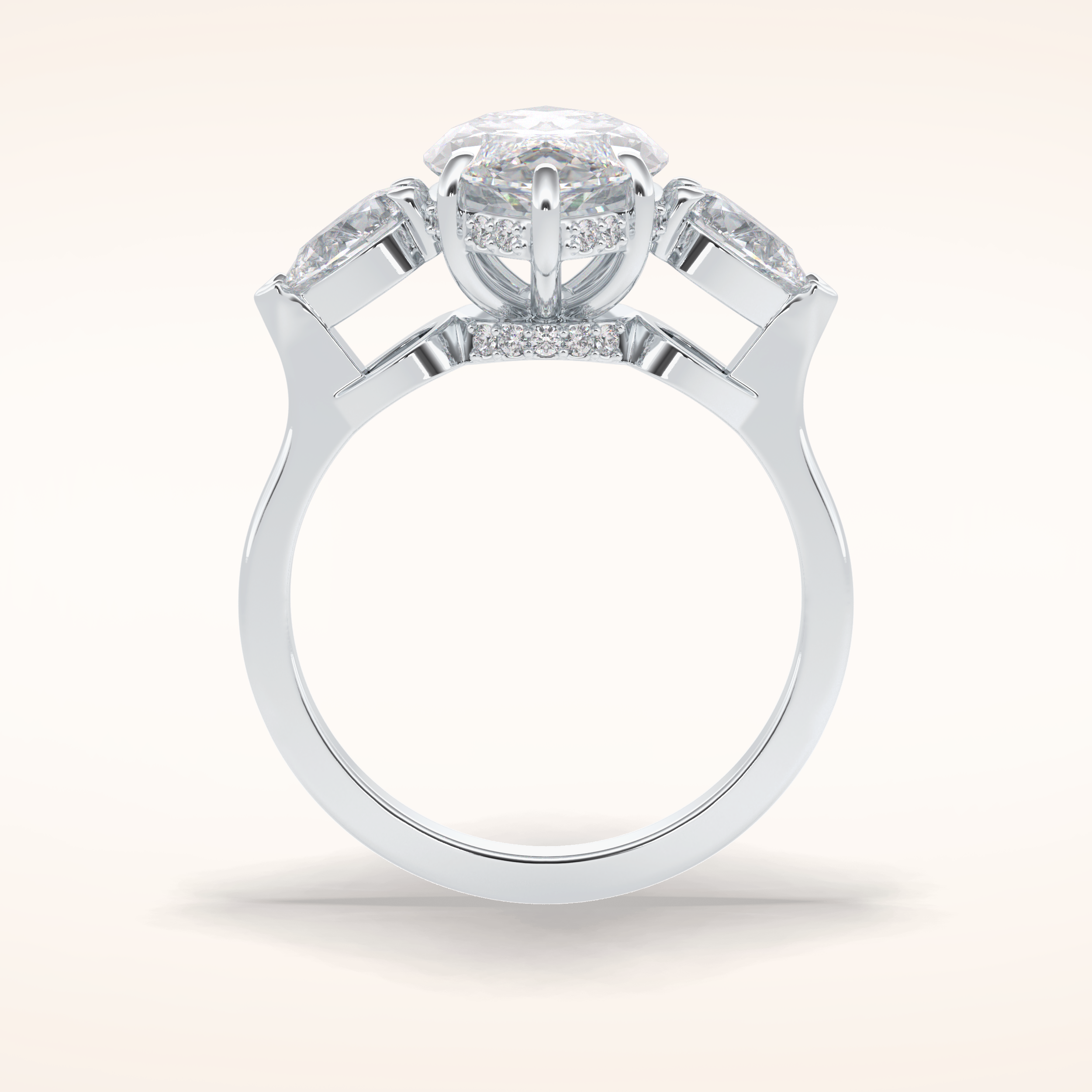 3 CT Marquise Shaped Three Stone Moissanite Engagement Ring