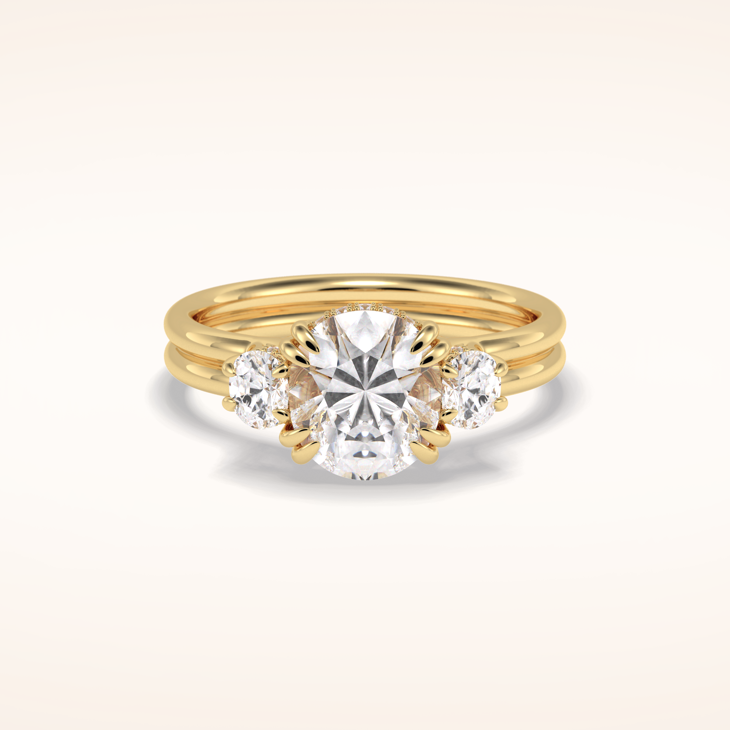 3 CT Round Shaped Three Stone Moissanite Engagement Ring