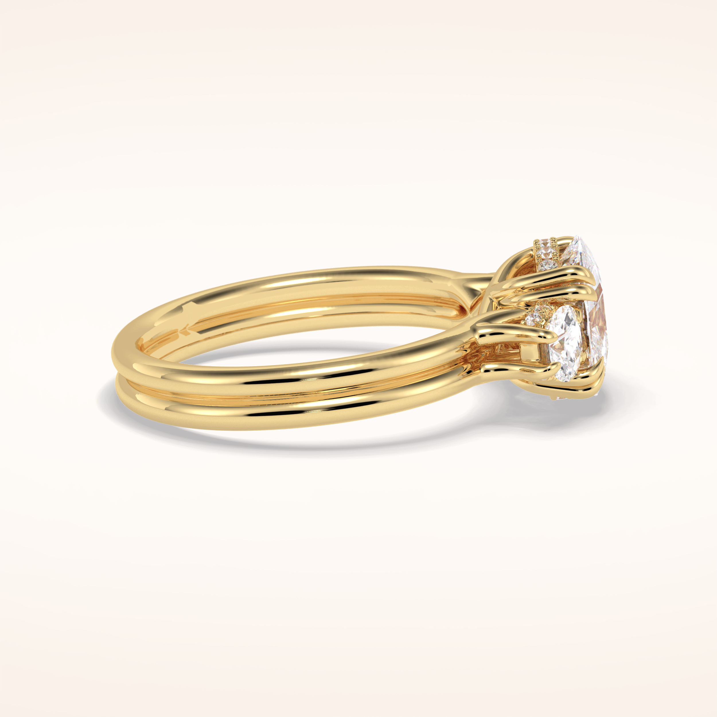 3 CT Round Shaped Three Stone Moissanite Engagement Ring