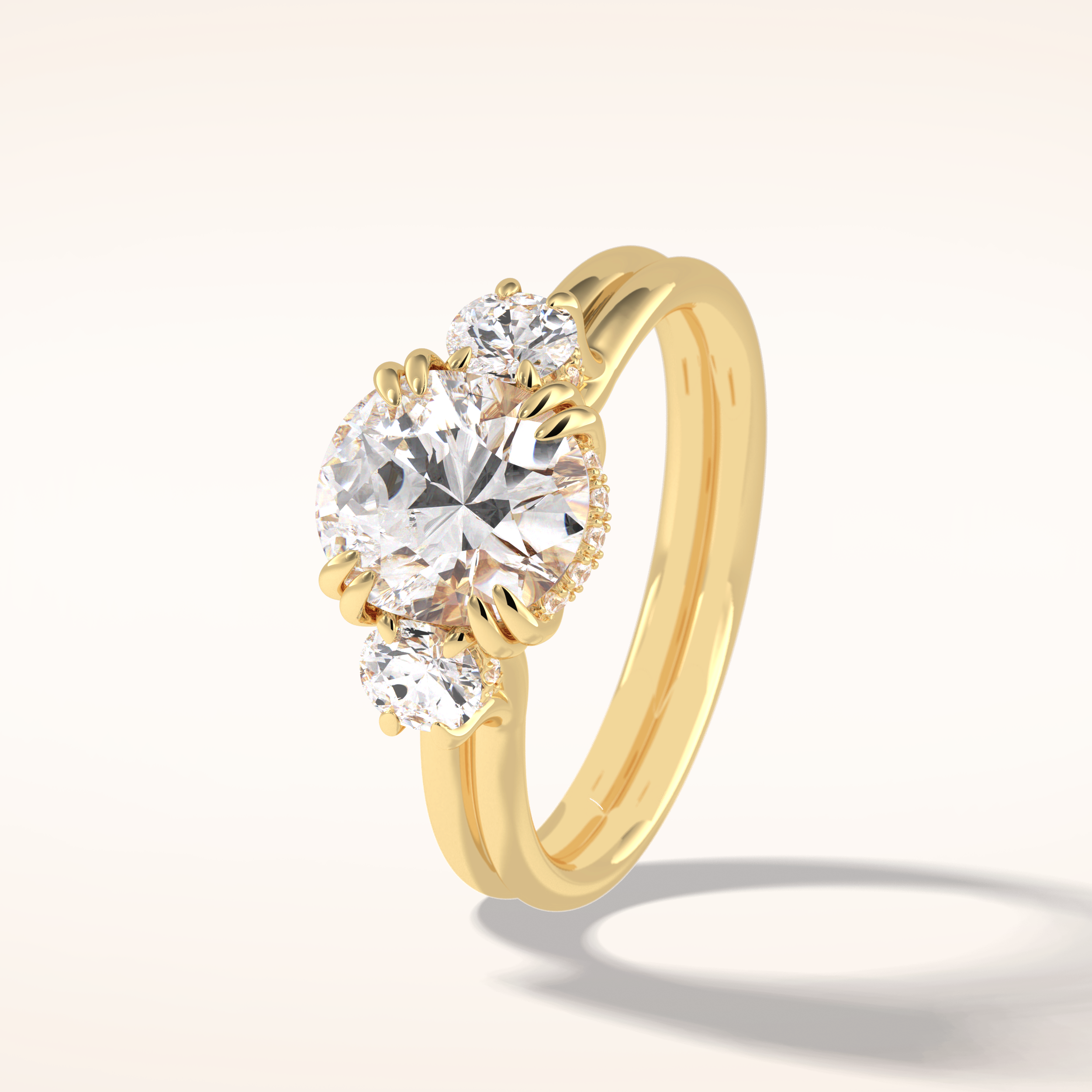 3 CT Round Shaped Three Stone Moissanite Engagement Ring