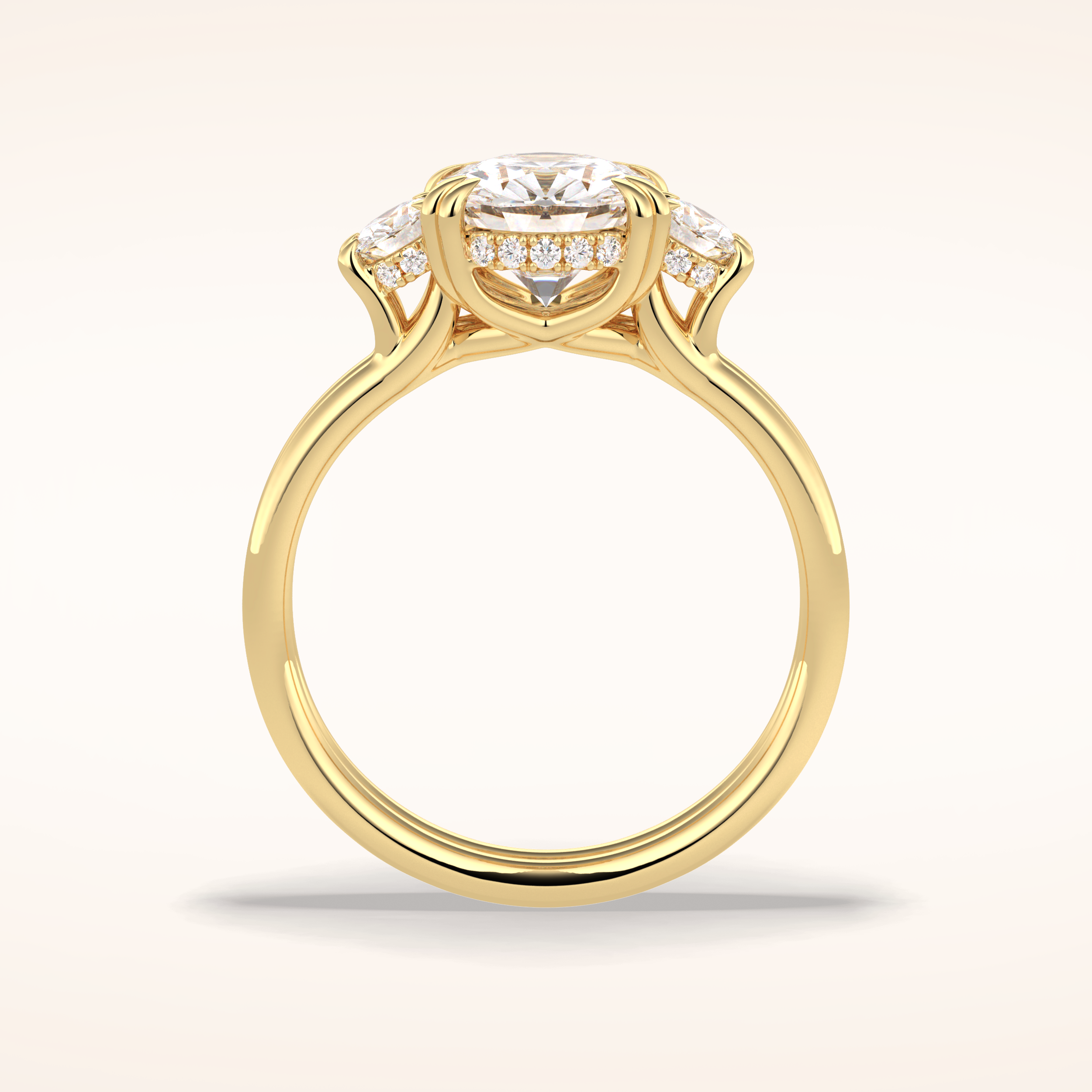 3 CT Round Shaped Three Stone Moissanite Engagement Ring