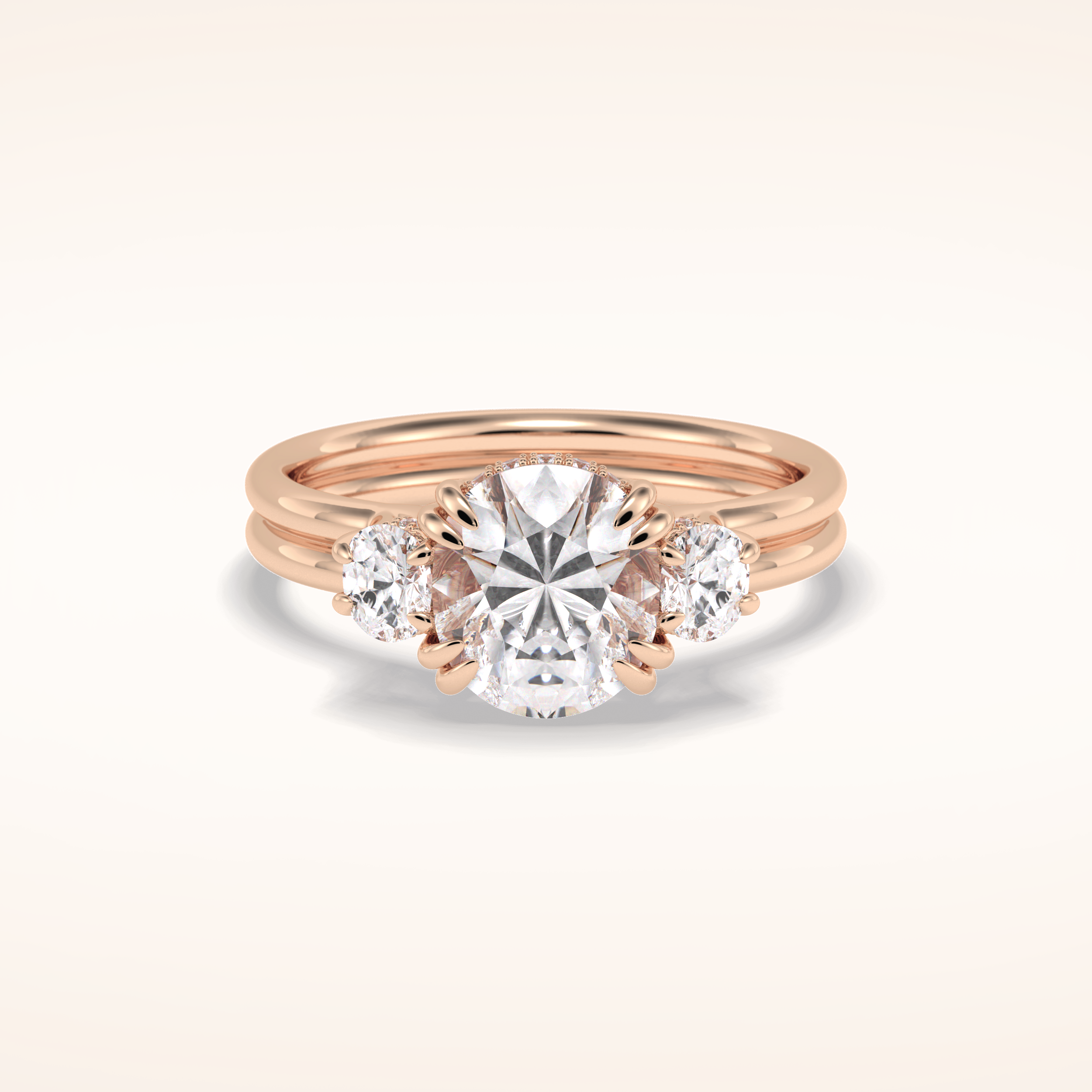 3 CT Round Shaped Three Stone Moissanite Engagement Ring