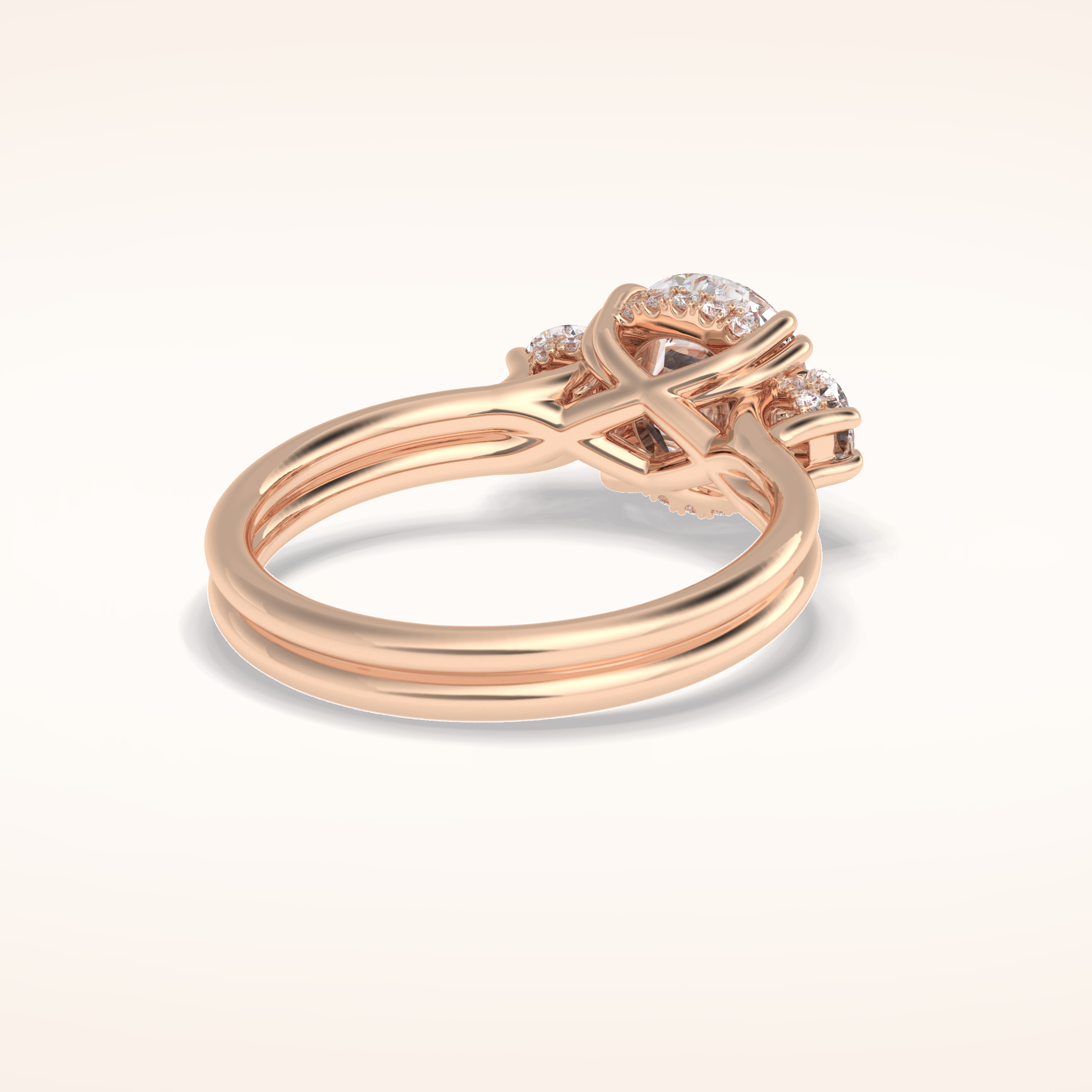 3 CT Round Shaped Three Stone Moissanite Engagement Ring