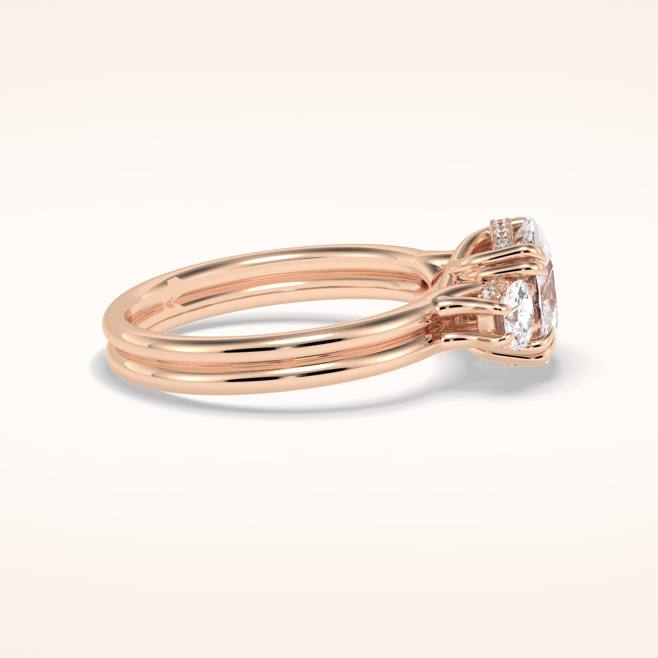 3 CT Round Shaped Three Stone Moissanite Engagement Ring