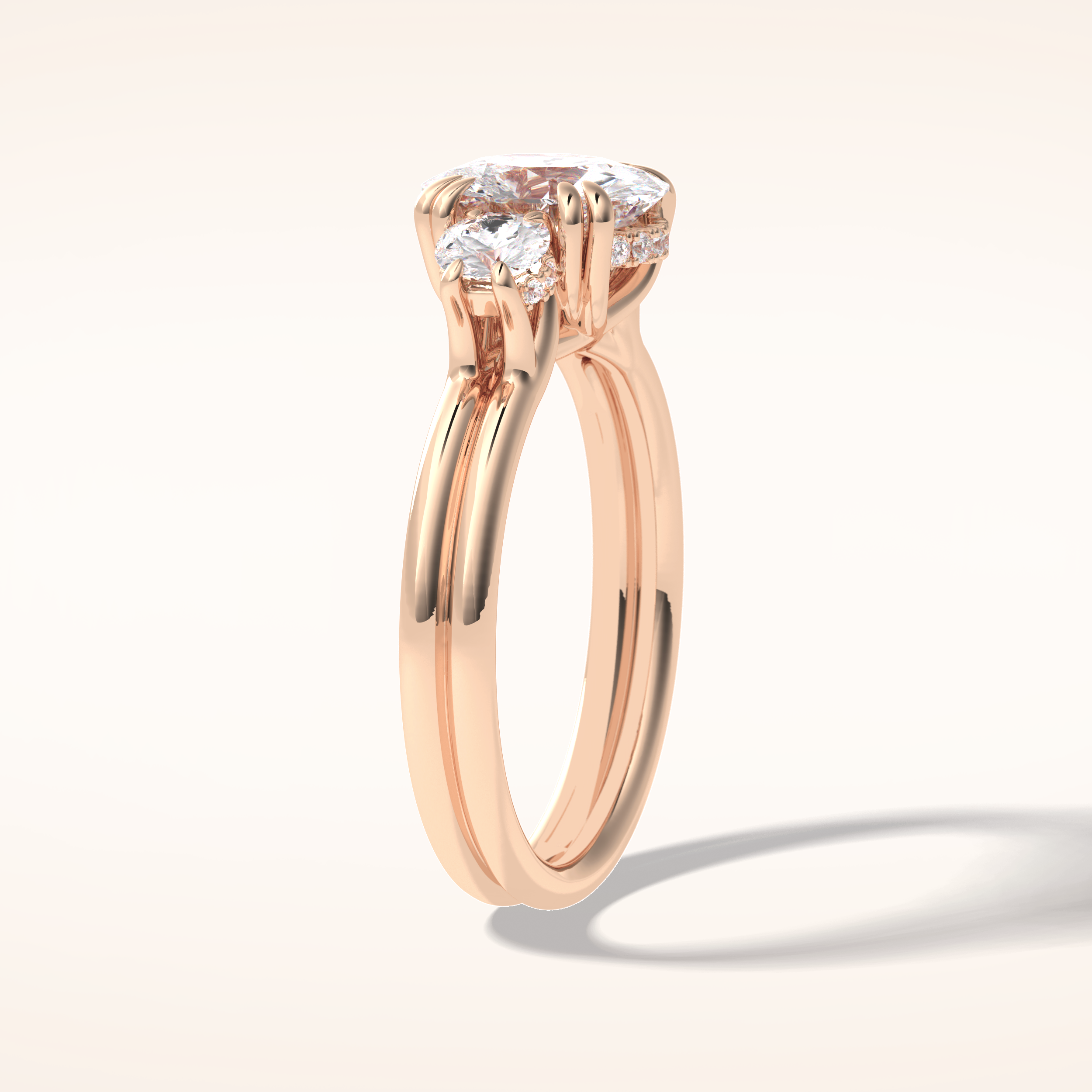 3 CT Round Shaped Three Stone Moissanite Engagement Ring
