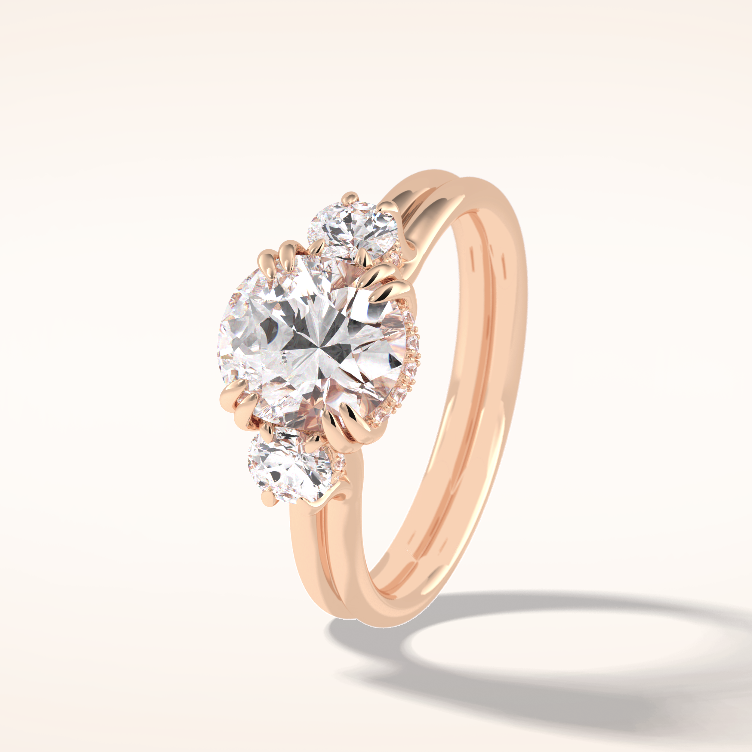 3 CT Round Shaped Three Stone Moissanite Engagement Ring