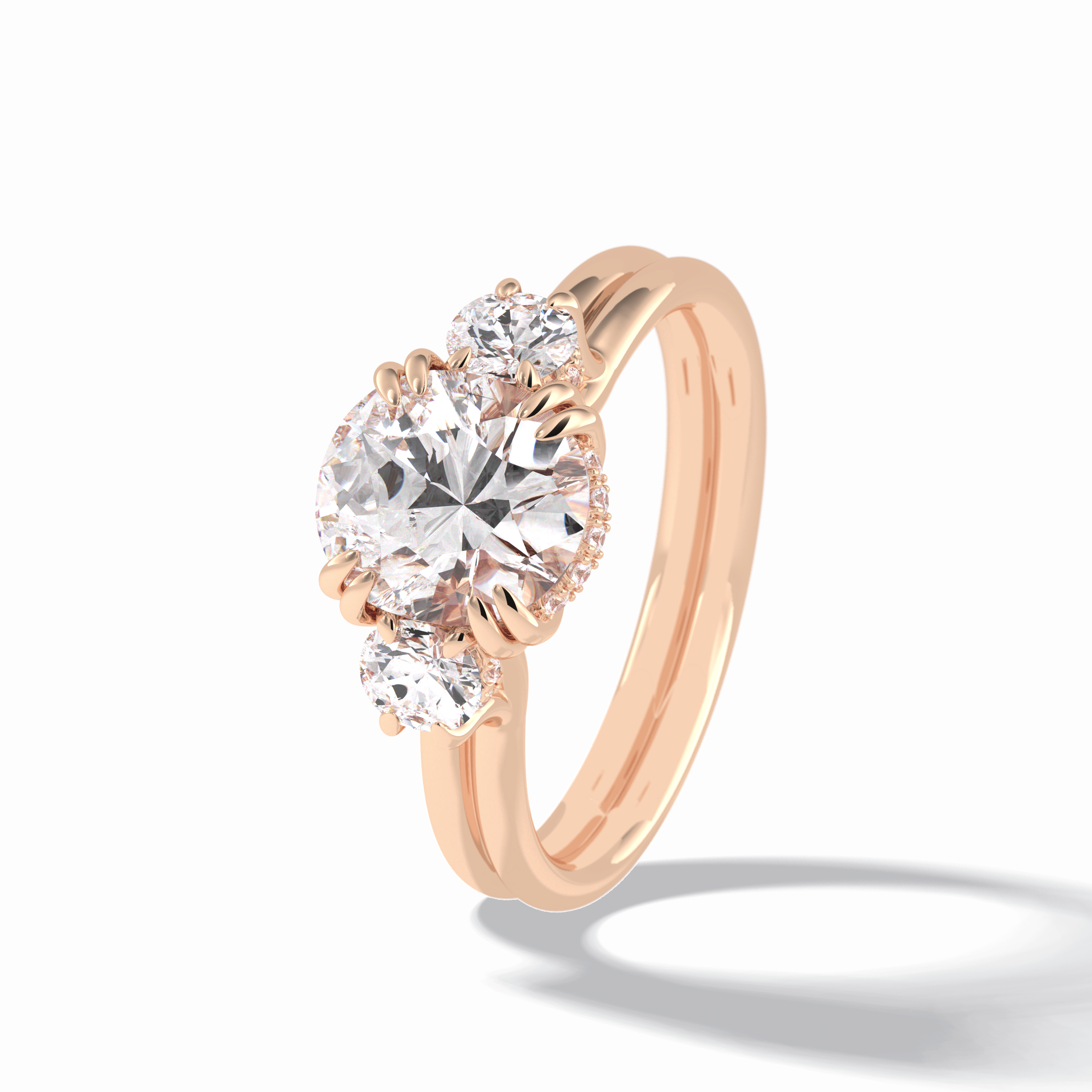 Round Three Stones Lab Grown Diamond Engagement Ring