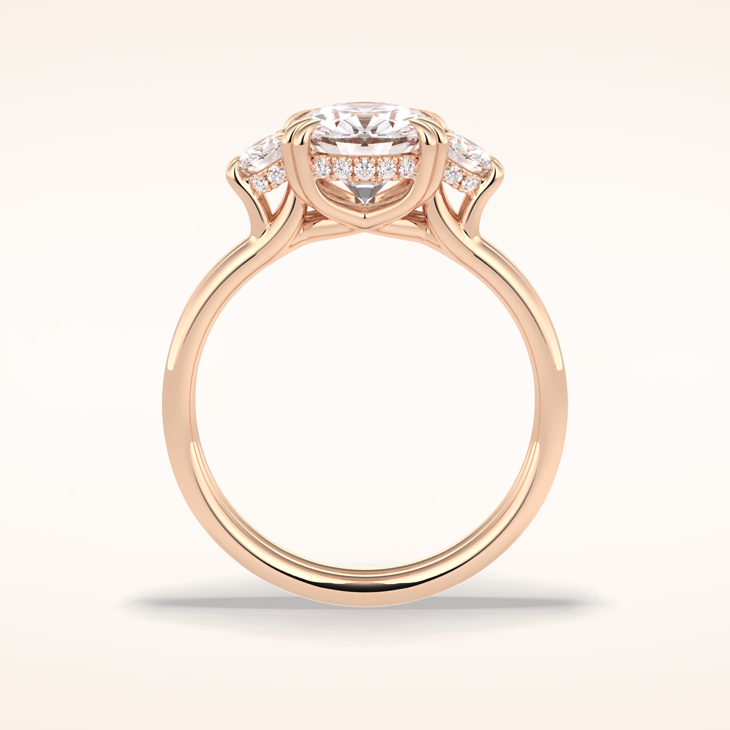 3 CT Round Shaped Three Stone Moissanite Engagement Ring