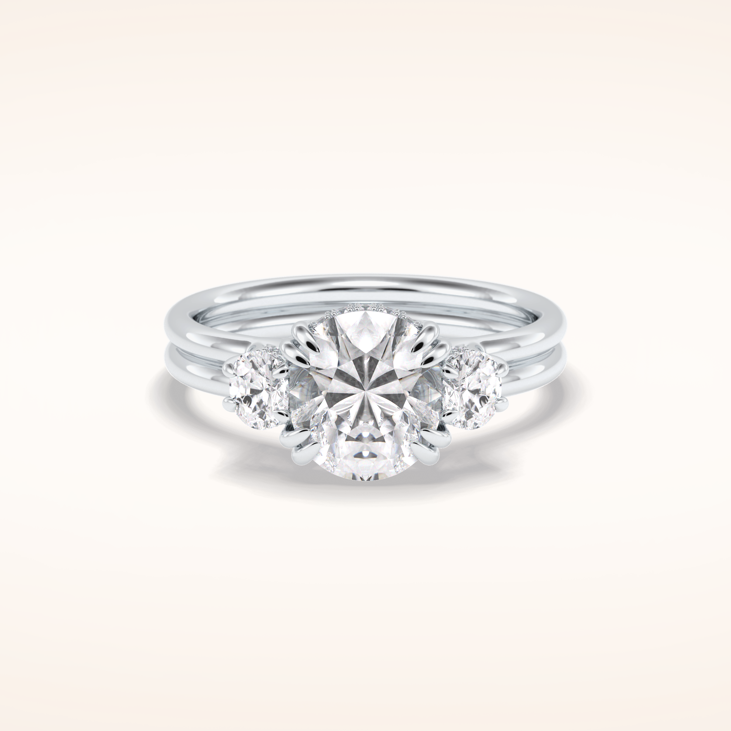 3 CT Round Shaped Three Stone Moissanite Engagement Ring