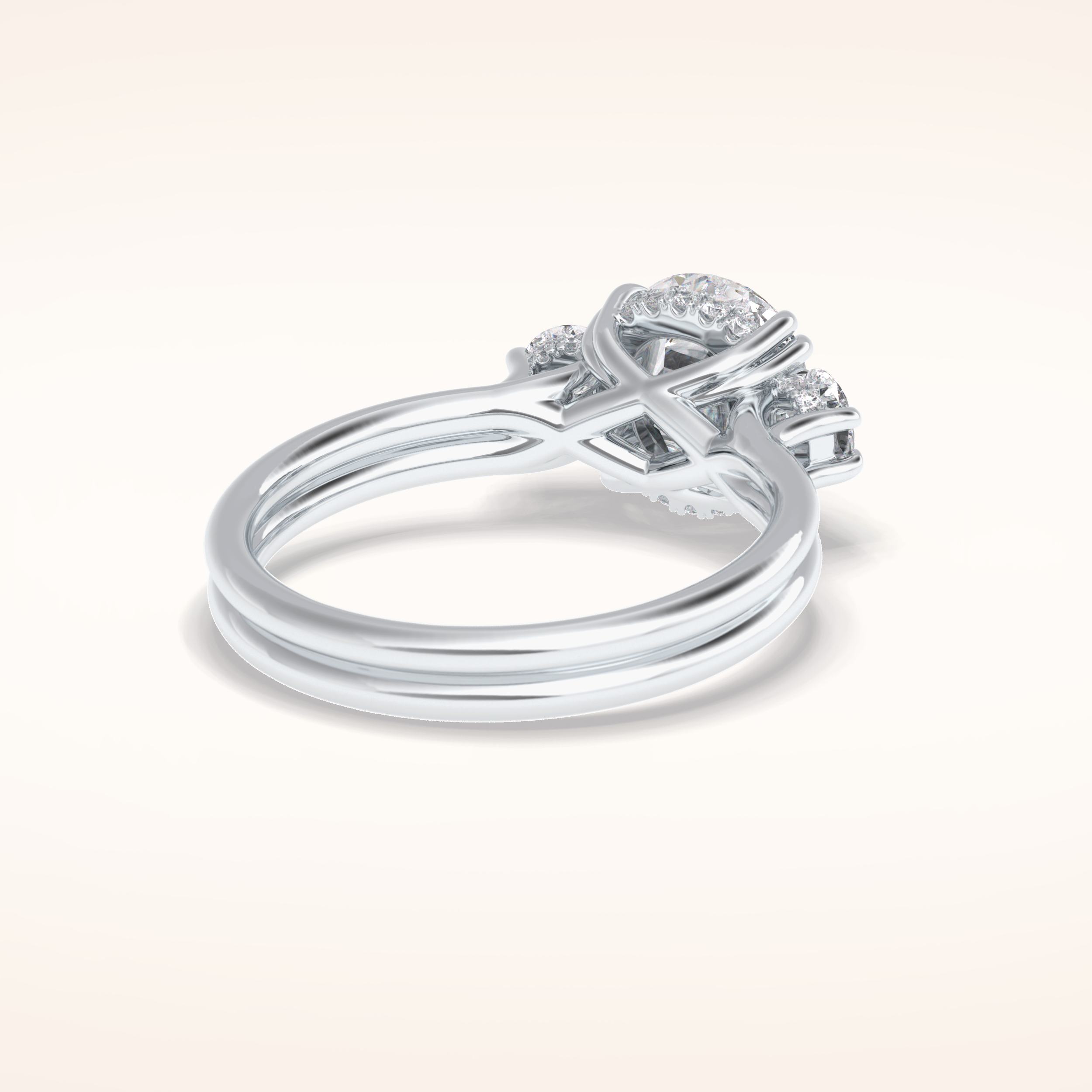 3 CT Round Shaped Three Stone Moissanite Engagement Ring