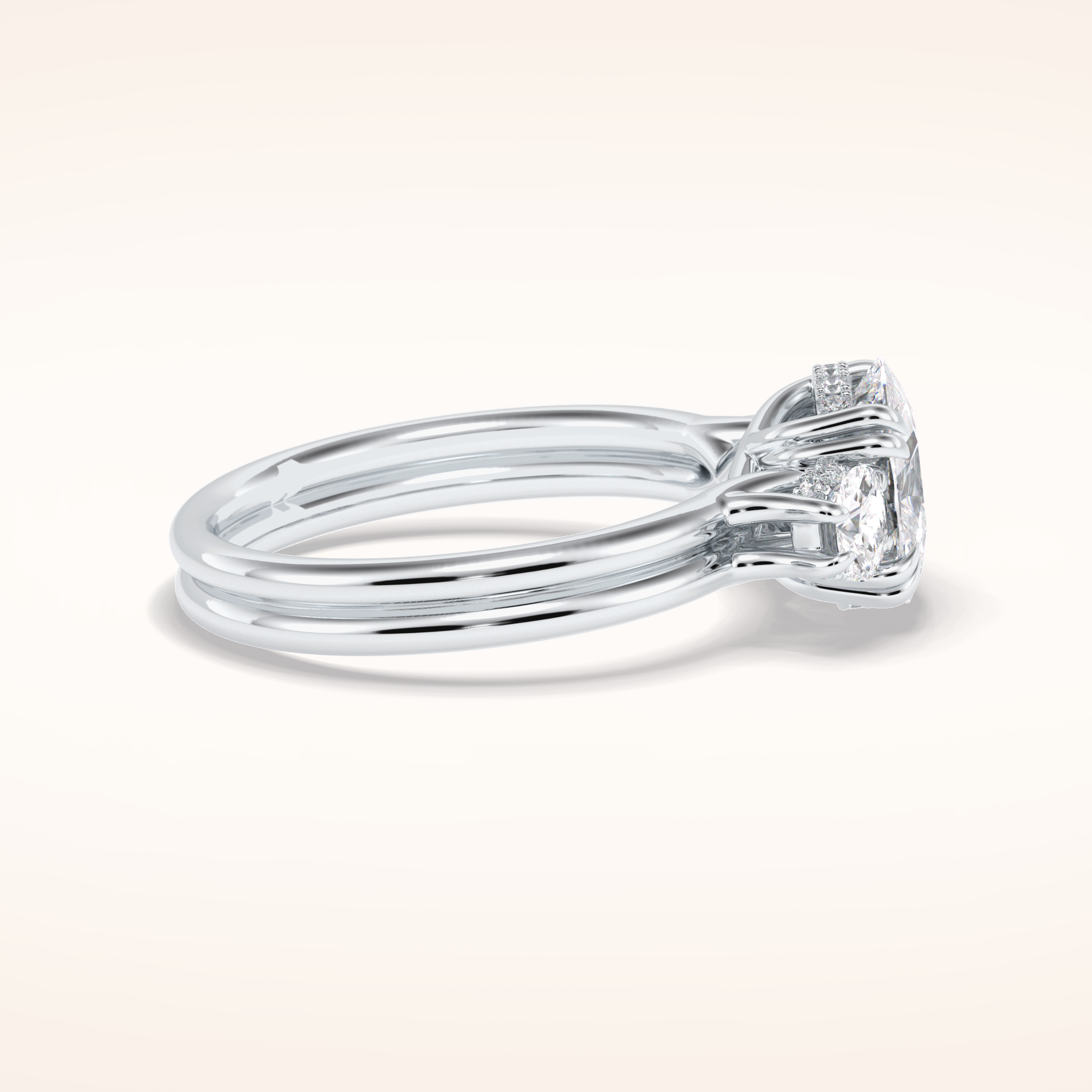 3 CT Round Shaped Three Stone Moissanite Engagement Ring