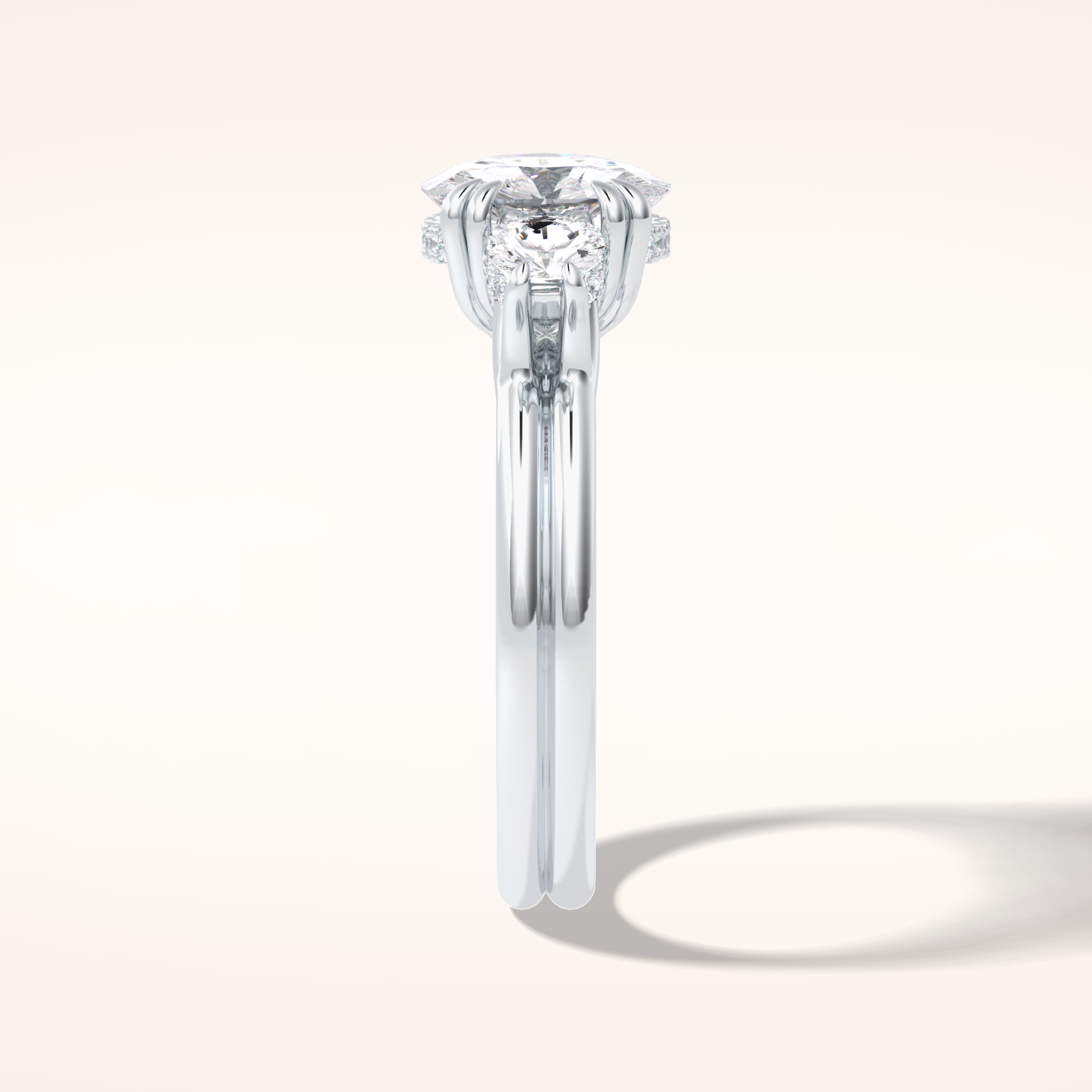 3 CT Round Shaped Three Stone Moissanite Engagement Ring