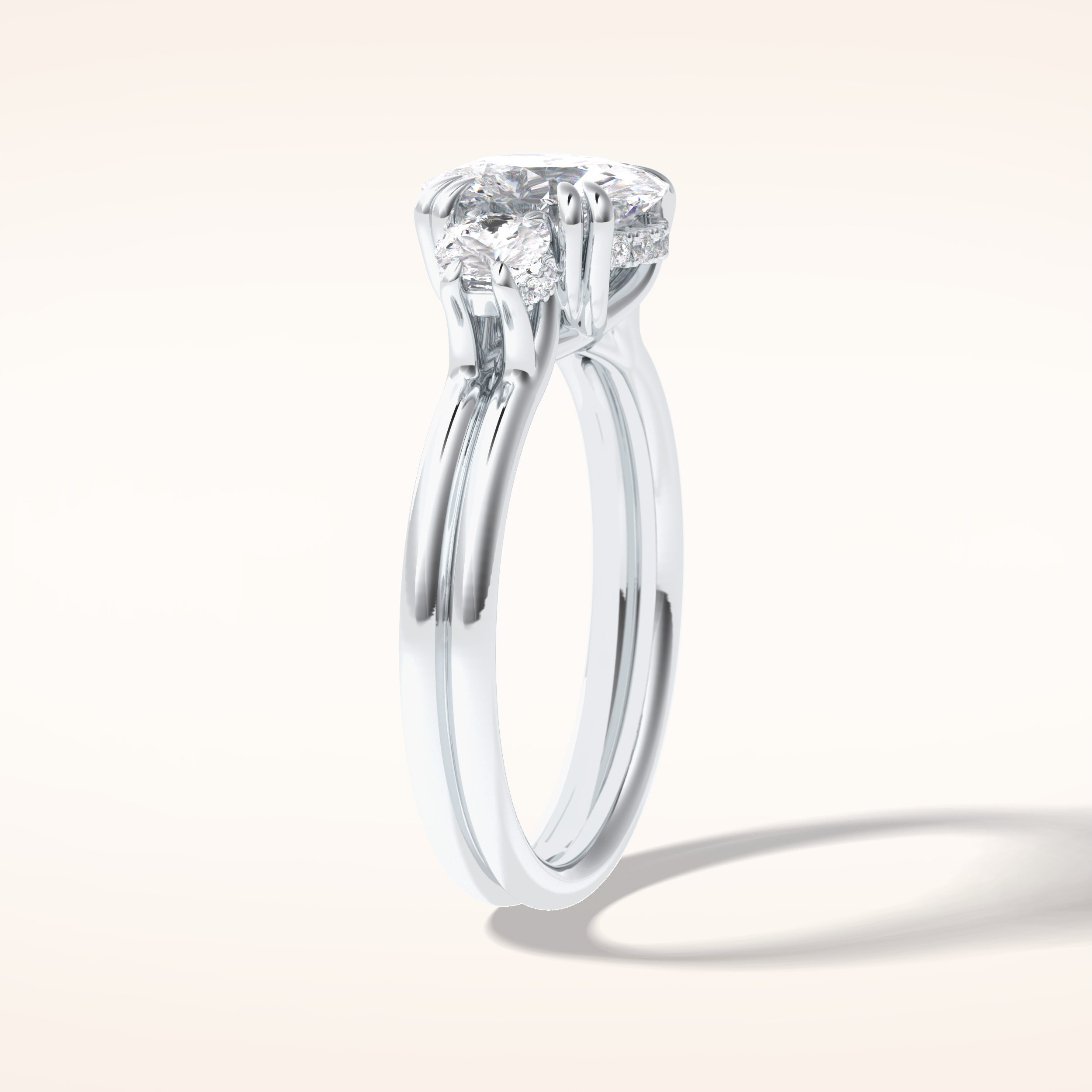 3 CT Round Shaped Three Stone Moissanite Engagement Ring