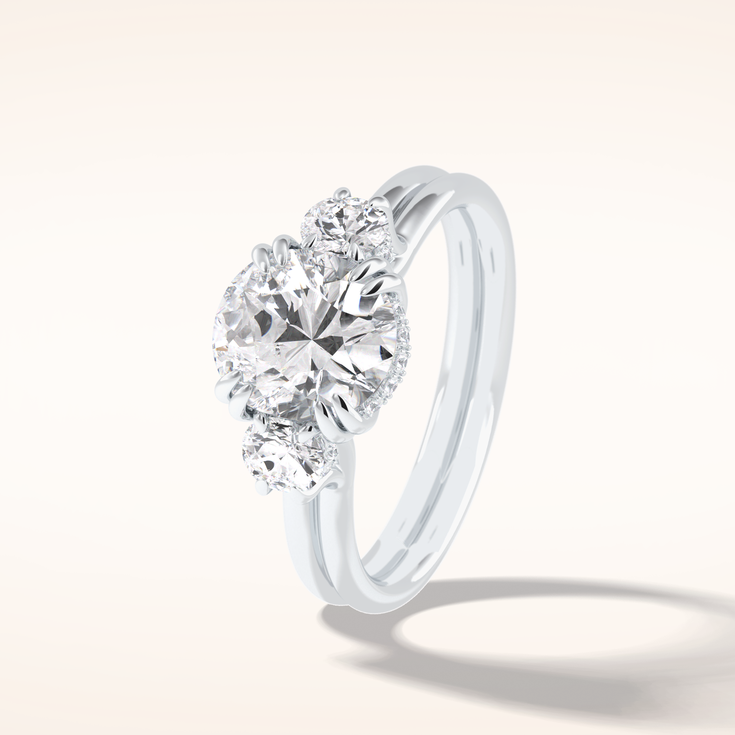 3 CT Round Shaped Three Stone Moissanite Engagement Ring