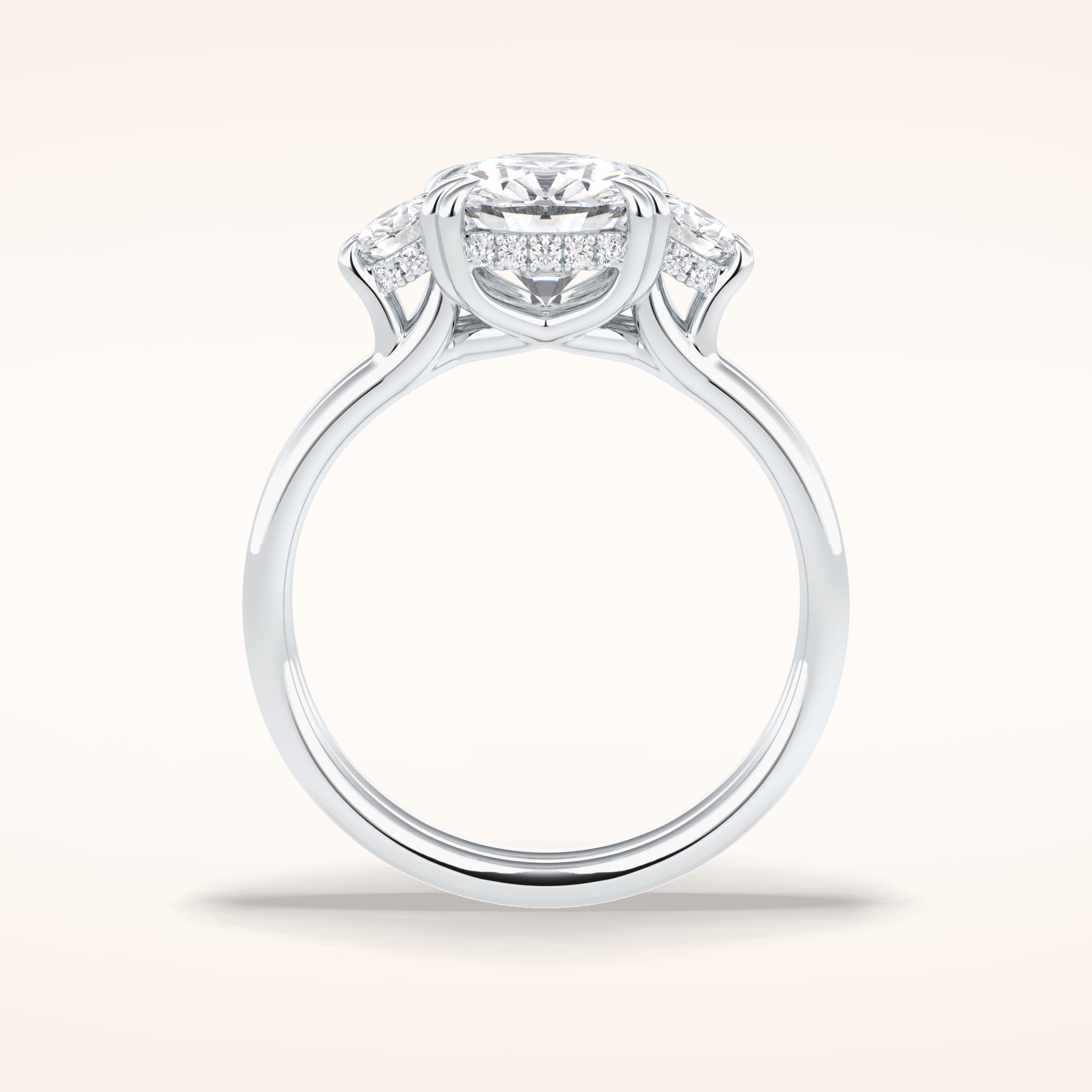 3 CT Round Shaped Three Stone Moissanite Engagement Ring