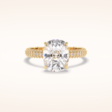 3.99 CT Cushion Shaped Pave Moissanite Engagement Ring
