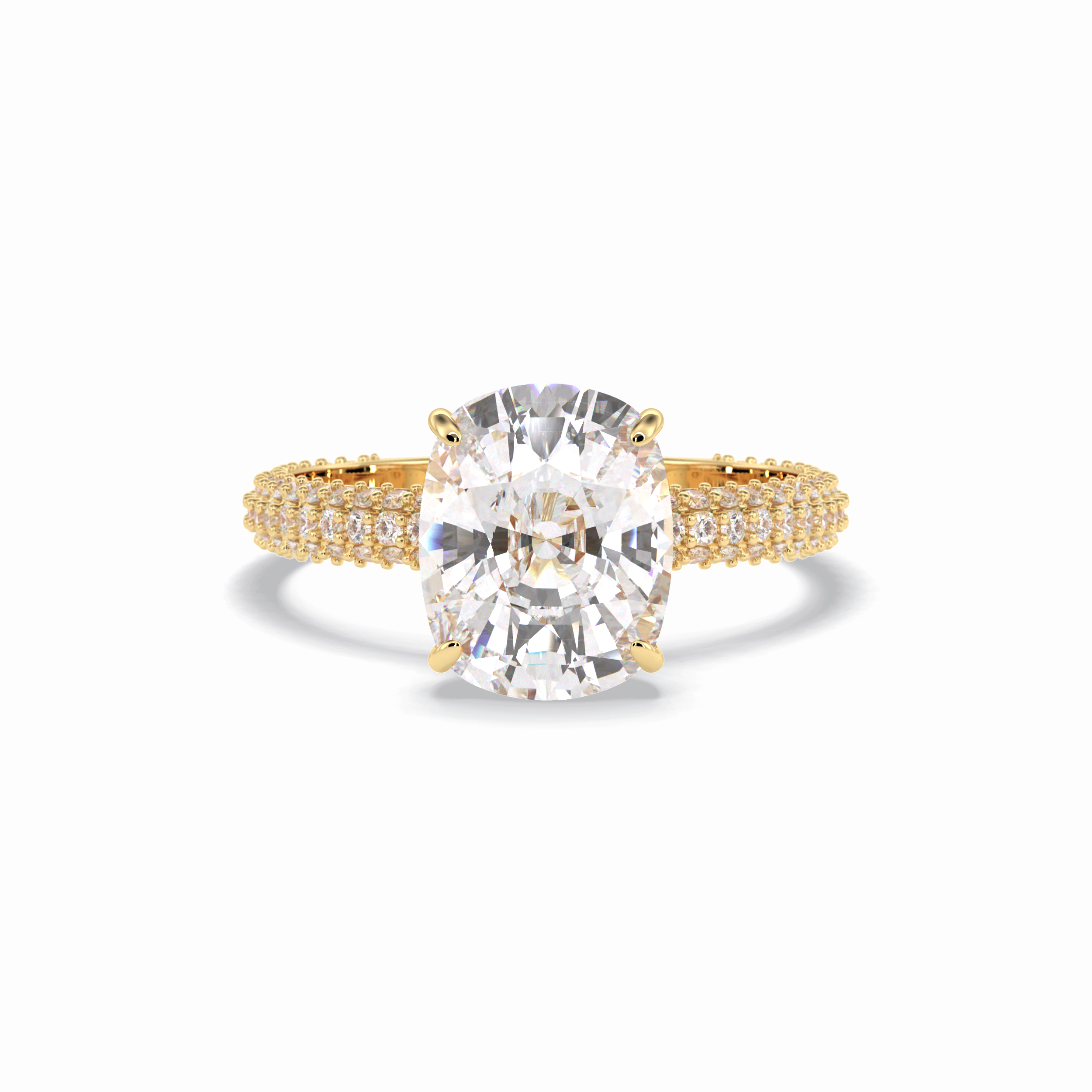 Cushion Hidden Halo & PaveLab Grown Diamond Engagement Ring