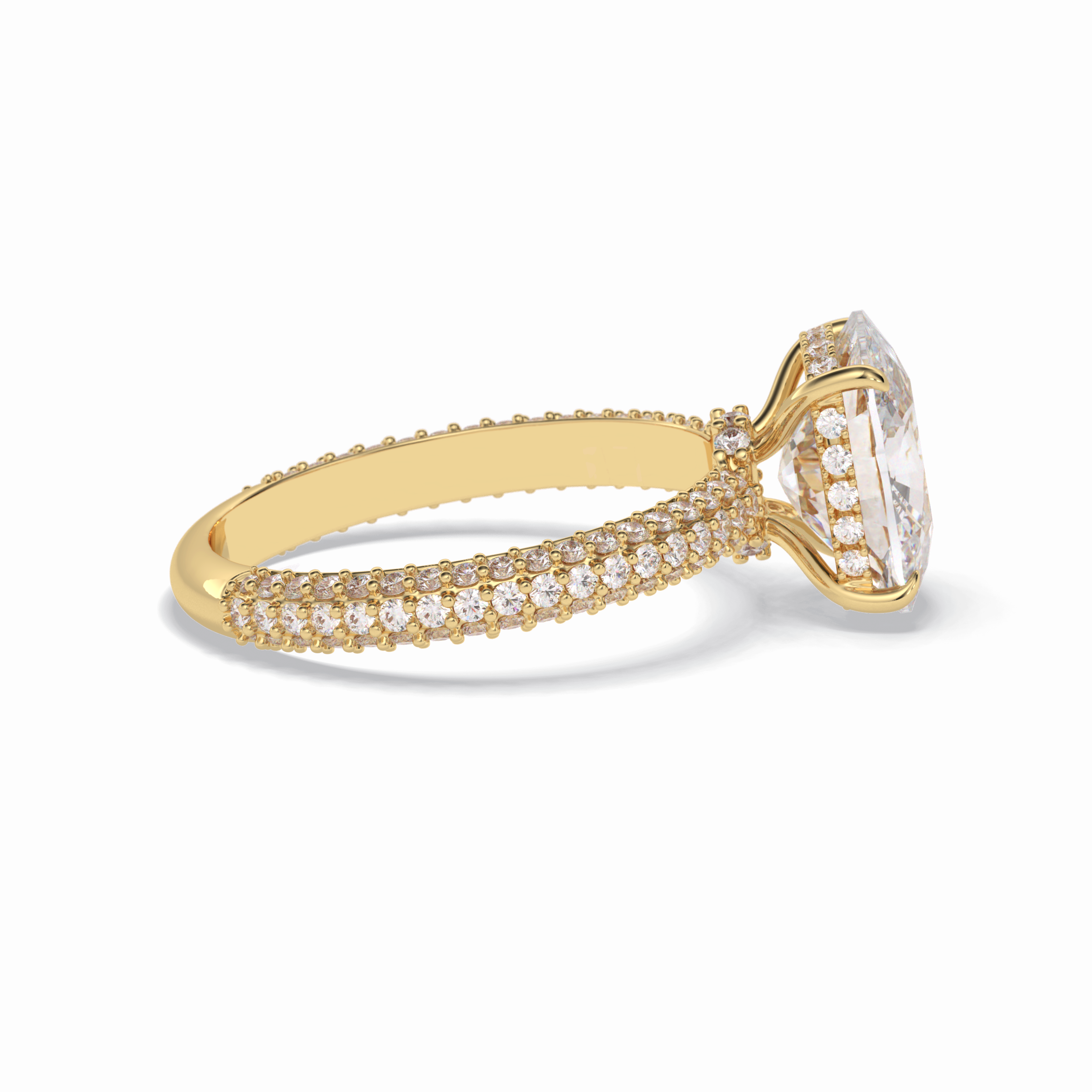 Cushion Hidden Halo & PaveLab Grown Diamond Engagement Ring