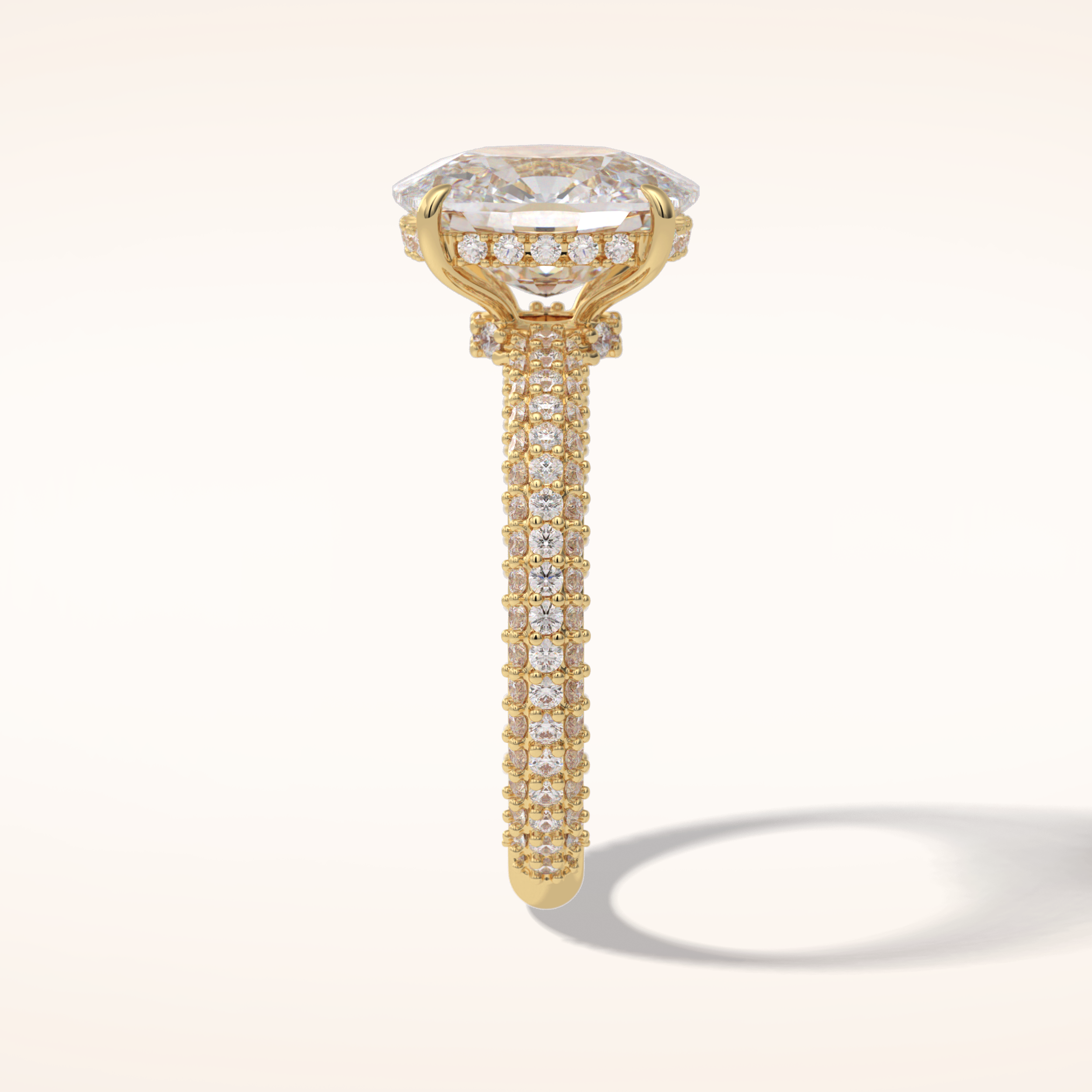 3.99 CT Cushion Shaped Pave Moissanite Engagement Ring