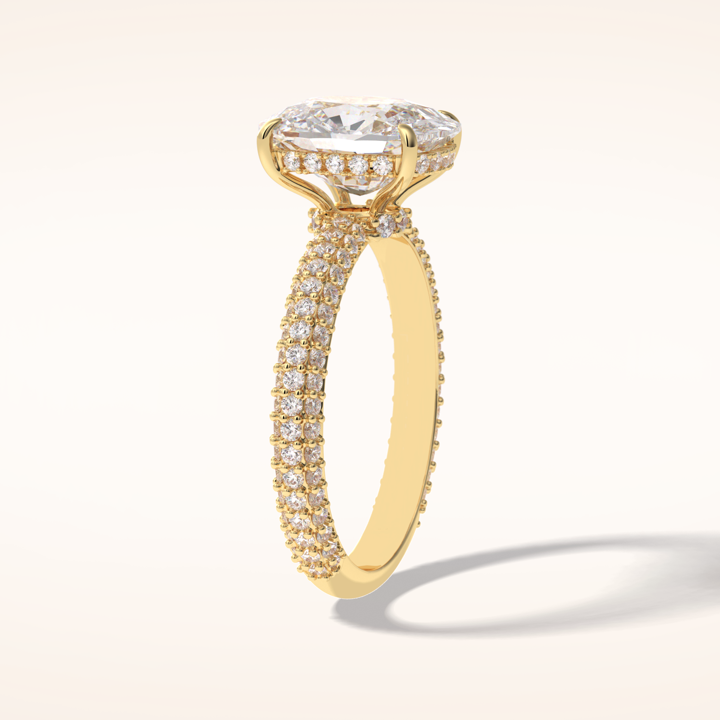 3.99 CT Cushion Shaped Pave Moissanite Engagement Ring