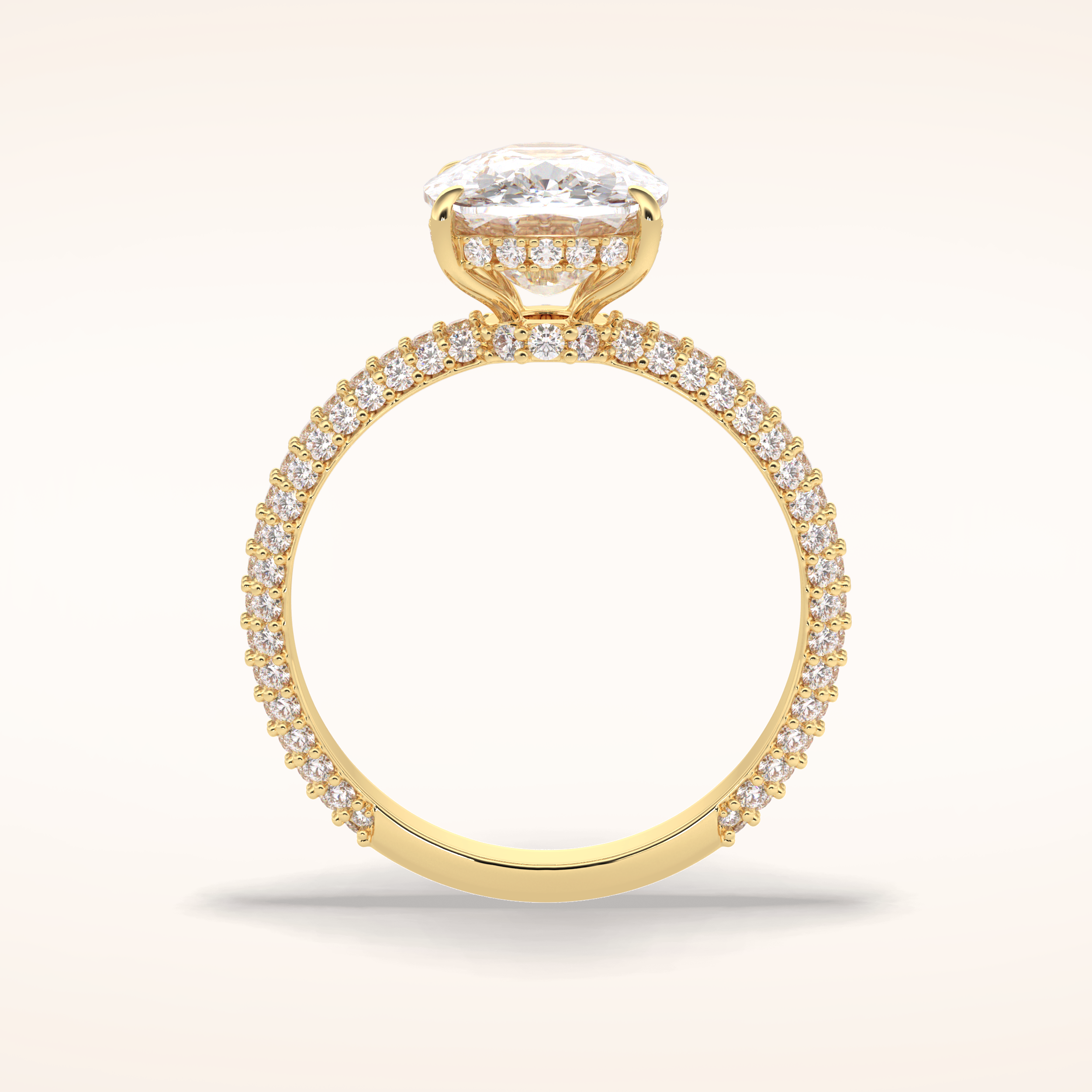 3.99 CT Cushion Shaped Pave Moissanite Engagement Ring