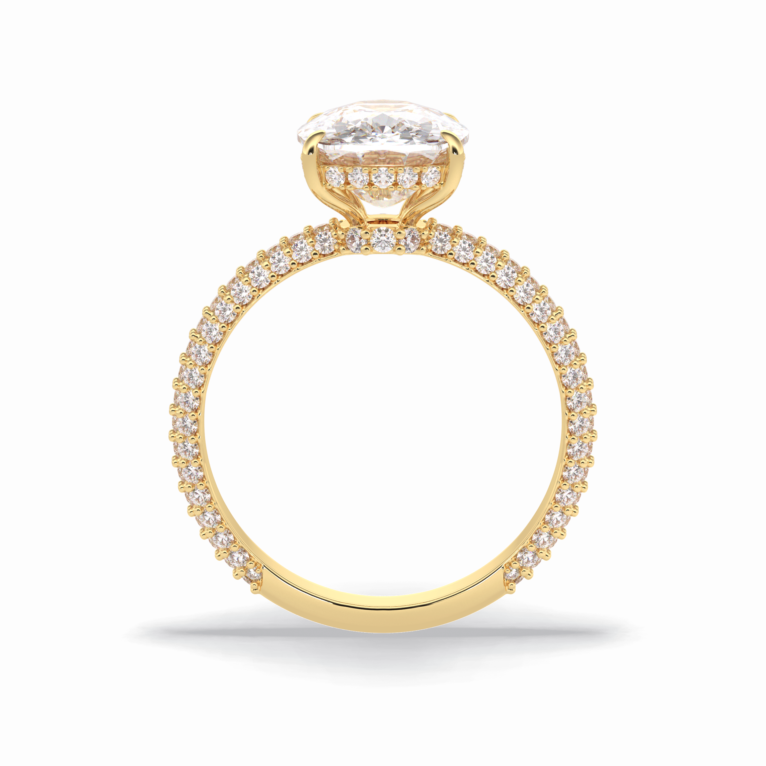 Cushion Hidden Halo & PaveLab Grown Diamond Engagement Ring