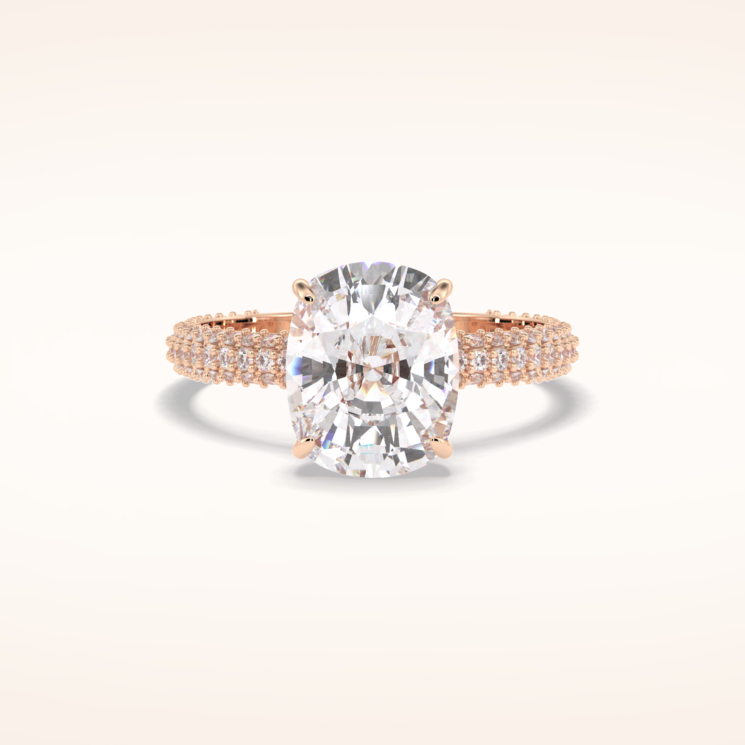 3.99 CT Cushion Shaped Pave Moissanite Engagement Ring