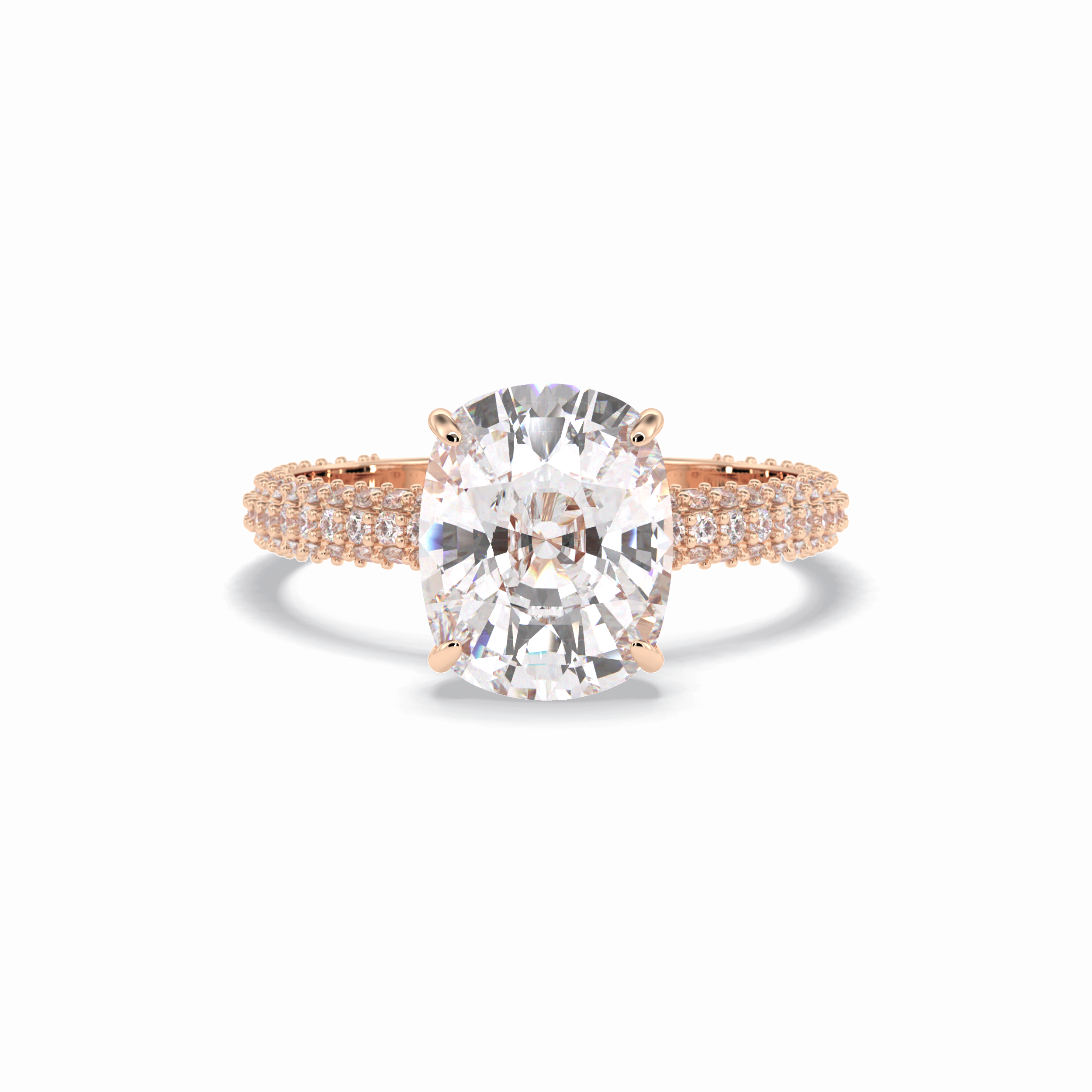 Cushion Hidden Halo & PaveLab Grown Diamond Engagement Ring