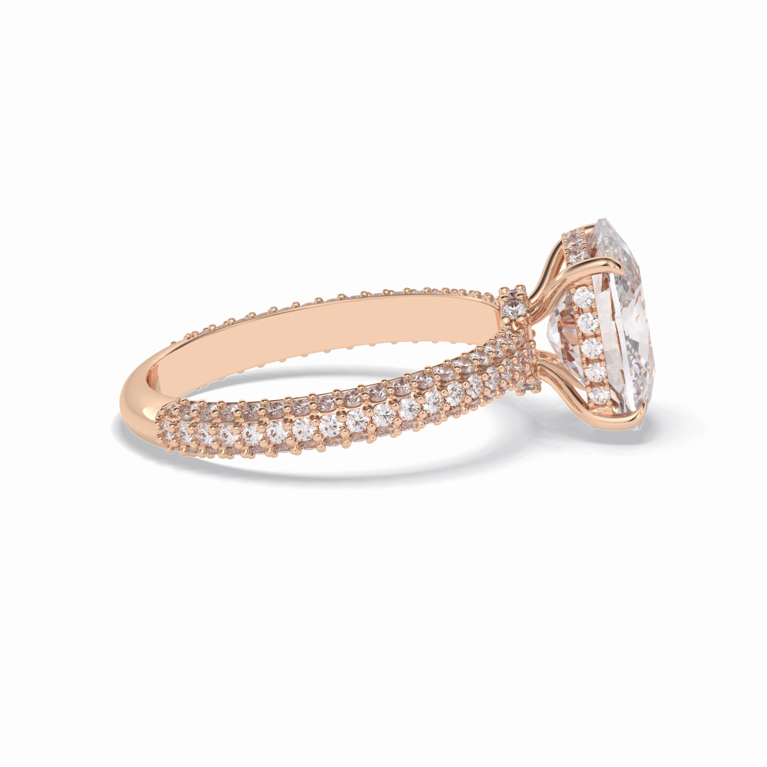 Cushion Hidden Halo & PaveLab Grown Diamond Engagement Ring