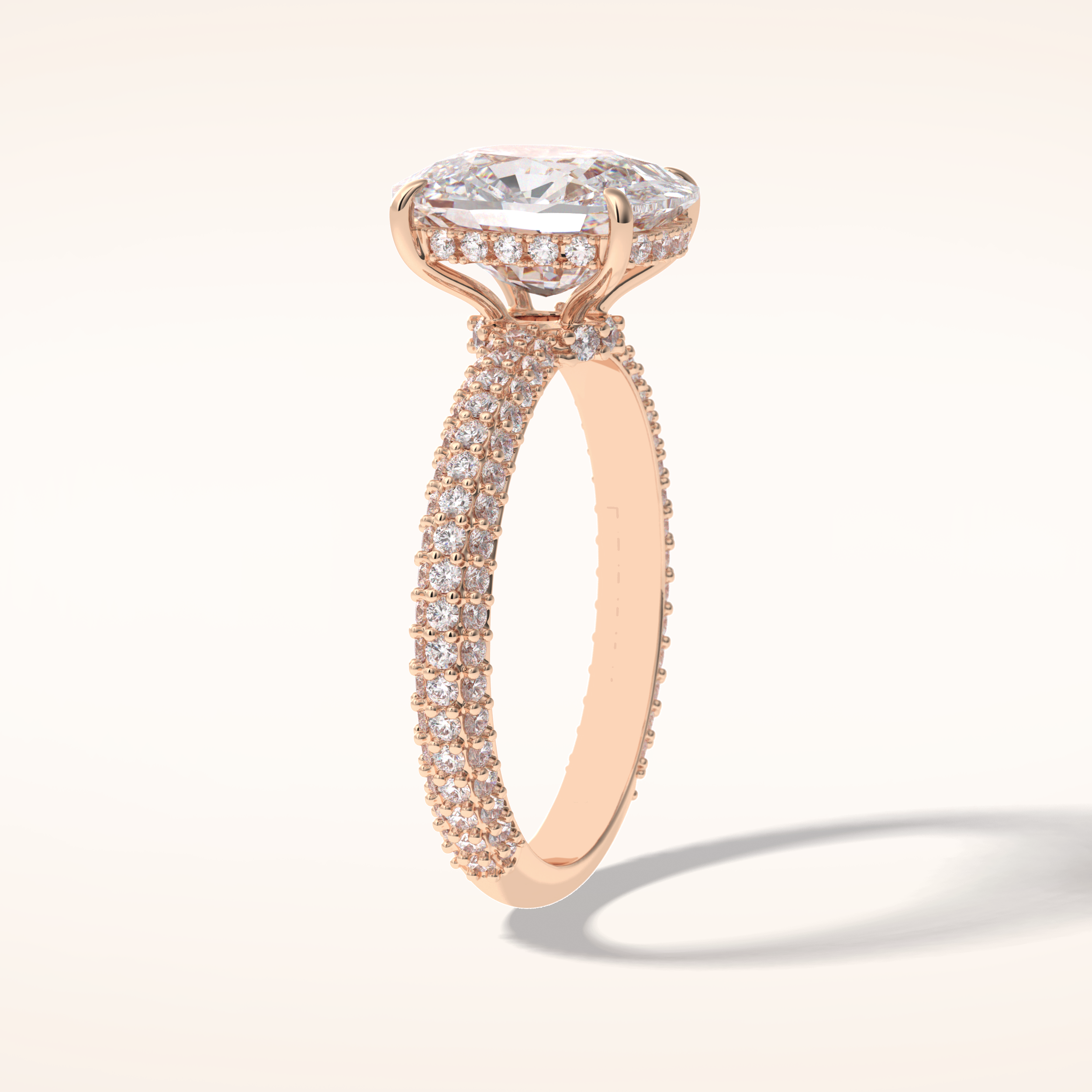 3.99 CT Cushion Shaped Pave Moissanite Engagement Ring