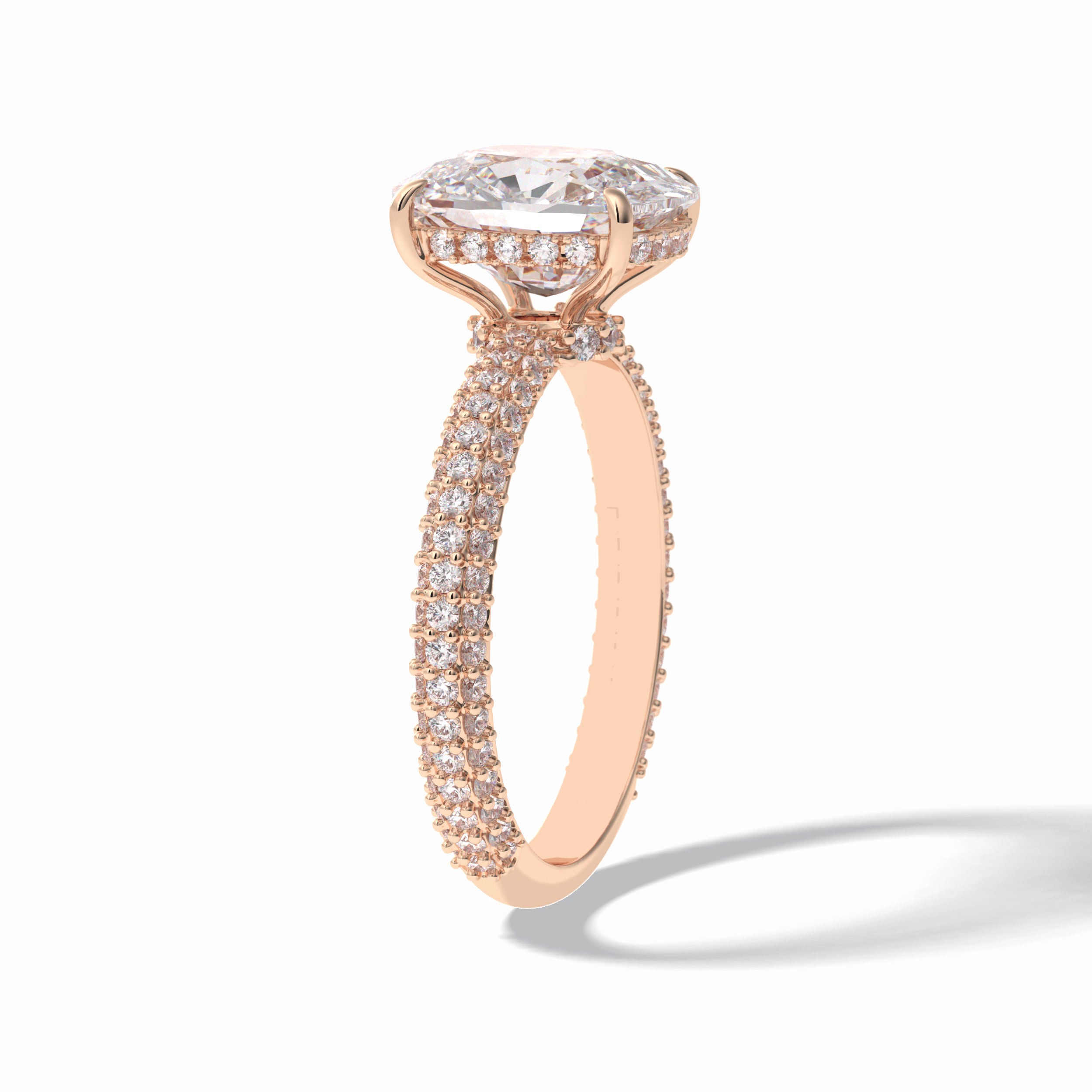 Cushion Hidden Halo & PaveLab Grown Diamond Engagement Ring