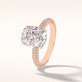 3.99 CT Cushion Shaped Pave Moissanite Engagement Ring