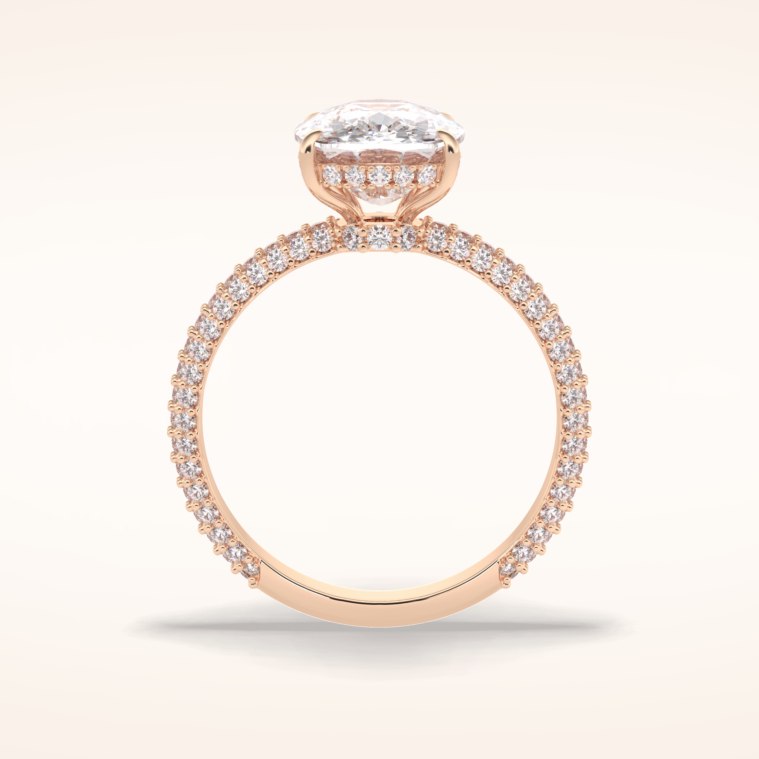3.99 CT Cushion Shaped Pave Moissanite Engagement Ring