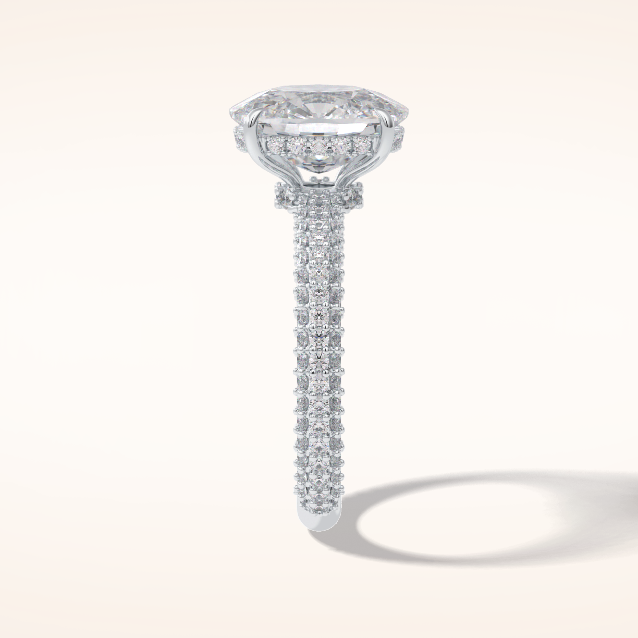 3.99 CT Cushion Shaped Pave Moissanite Engagement Ring