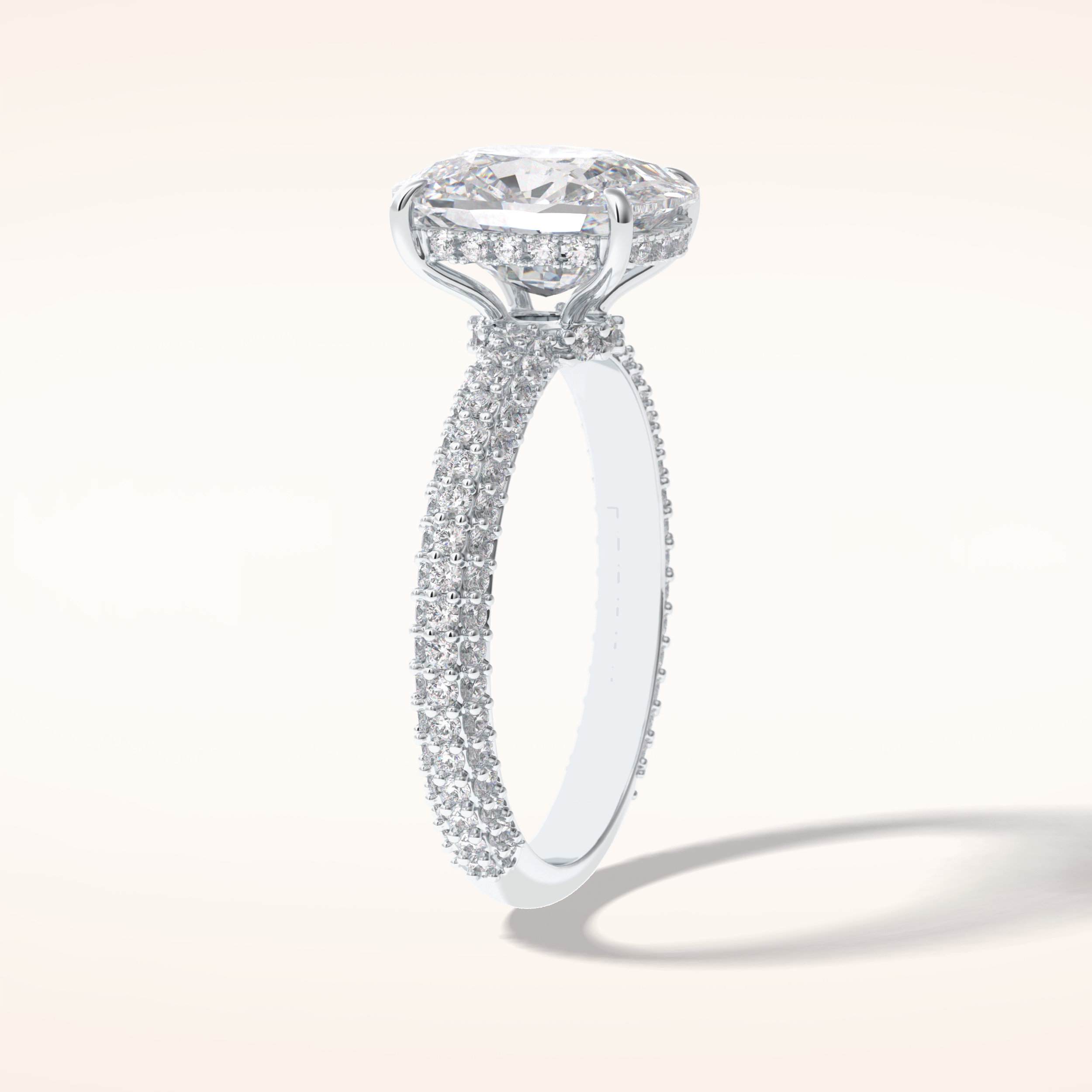 3.99 CT Cushion Shaped Pave Moissanite Engagement Ring
