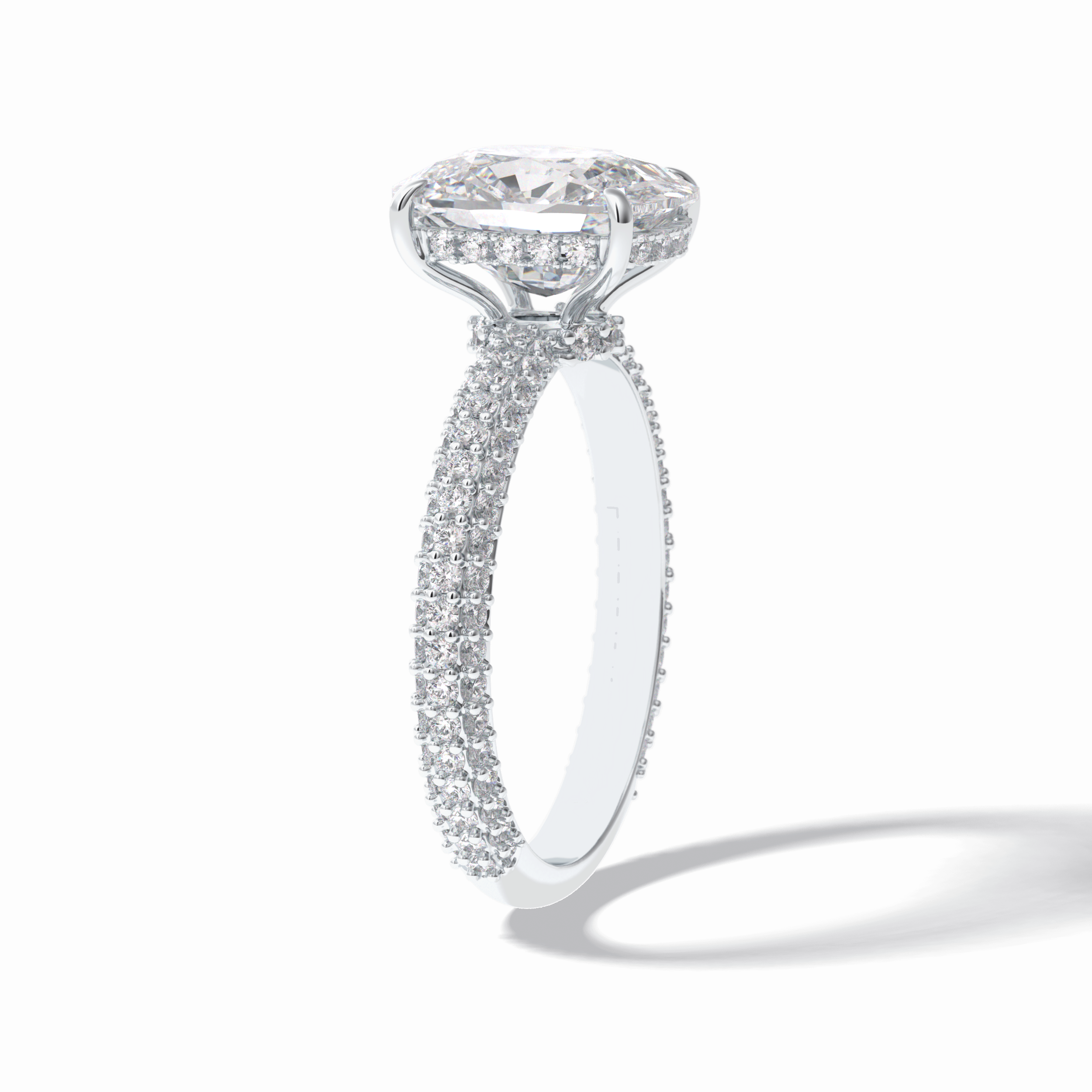 Cushion Hidden Halo & PaveLab Grown Diamond Engagement Ring