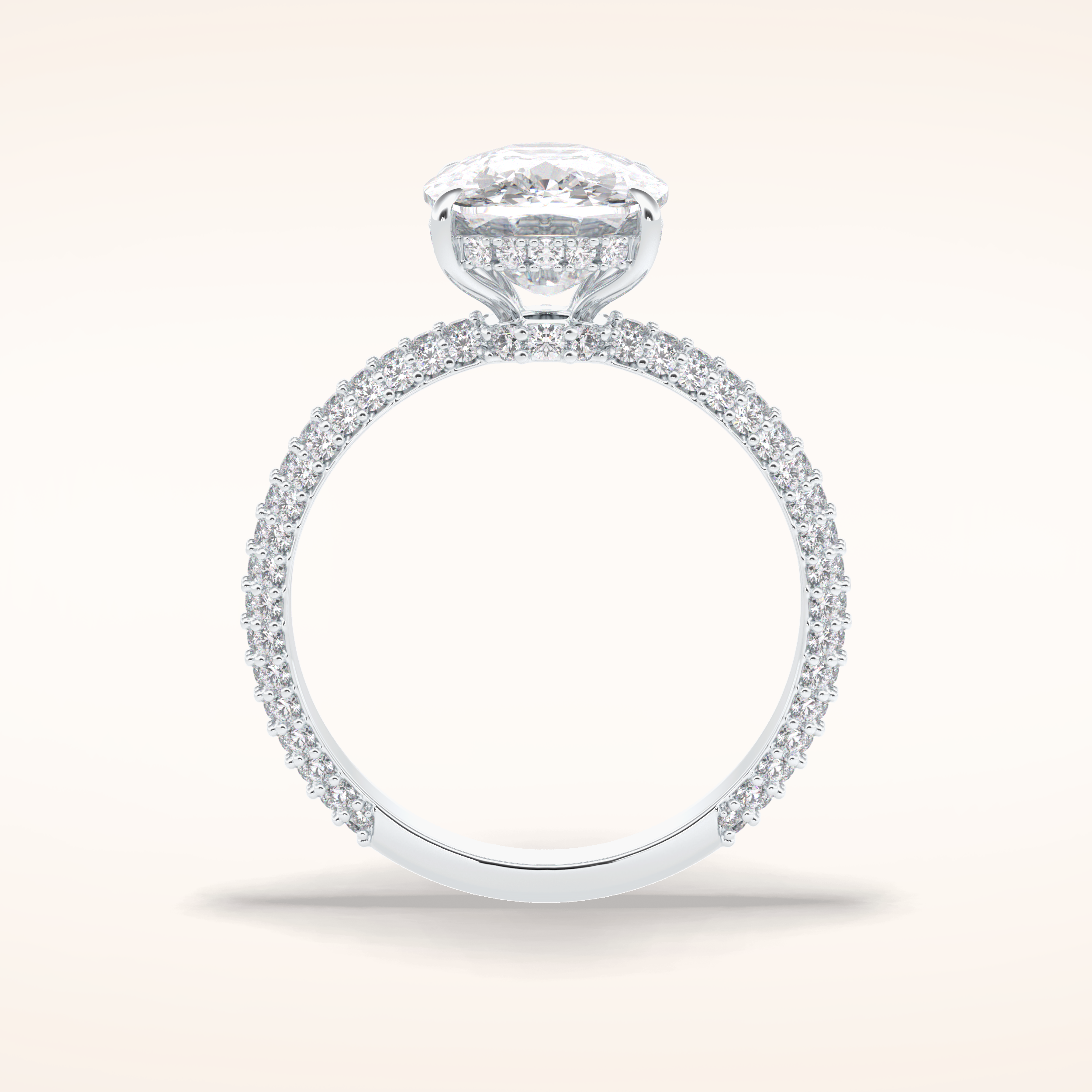 3.99 CT Cushion Shaped Pave Moissanite Engagement Ring