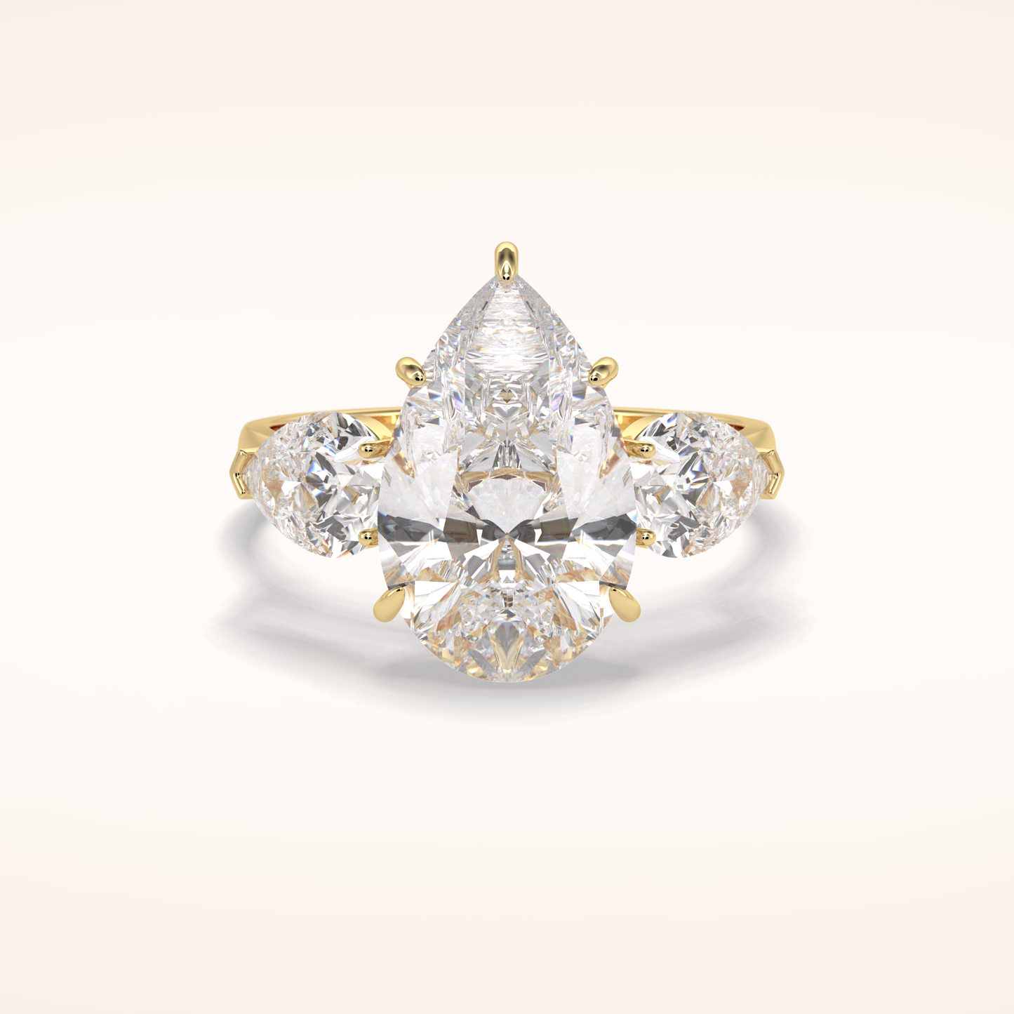 1.29 CT Pear Shaped Three Stone Moissanite Engagement Ring