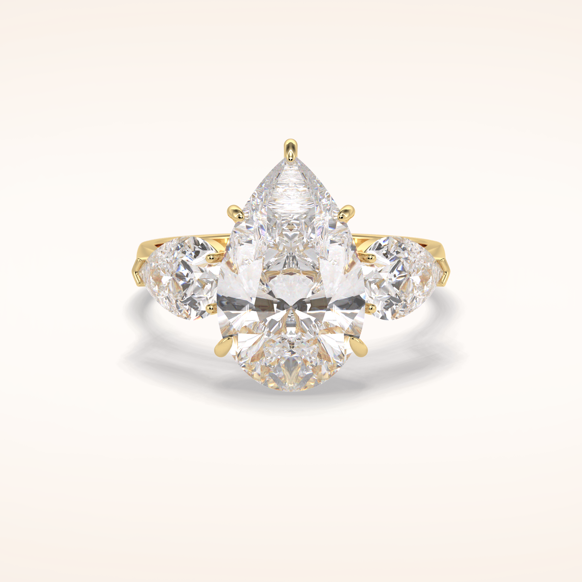1.29 CT Pear Shaped Three Stone Moissanite Engagement Ring